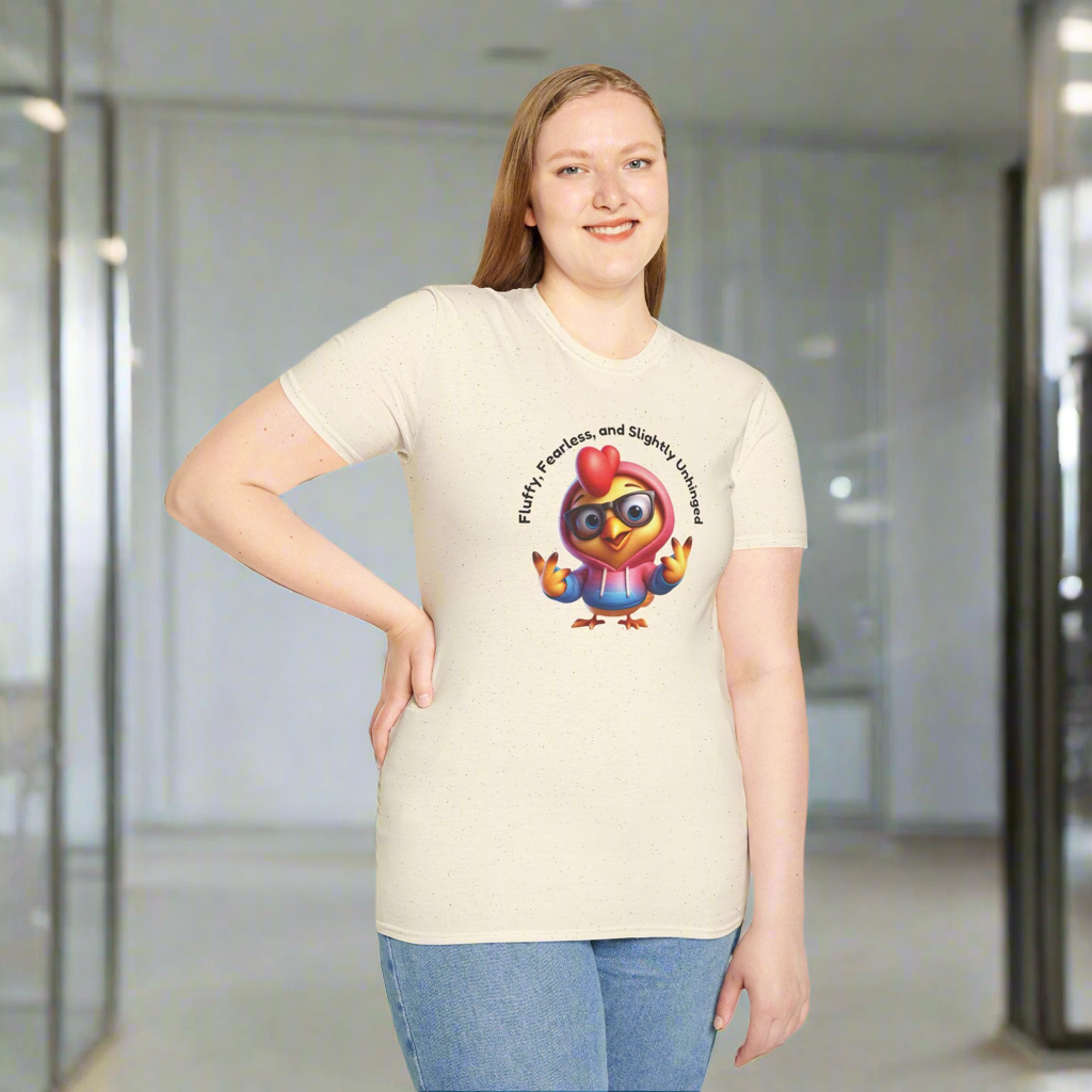 Fluffy & Fearless Chicken T-Shirt - Unisex Softstyle Tee for Animal Lovers
