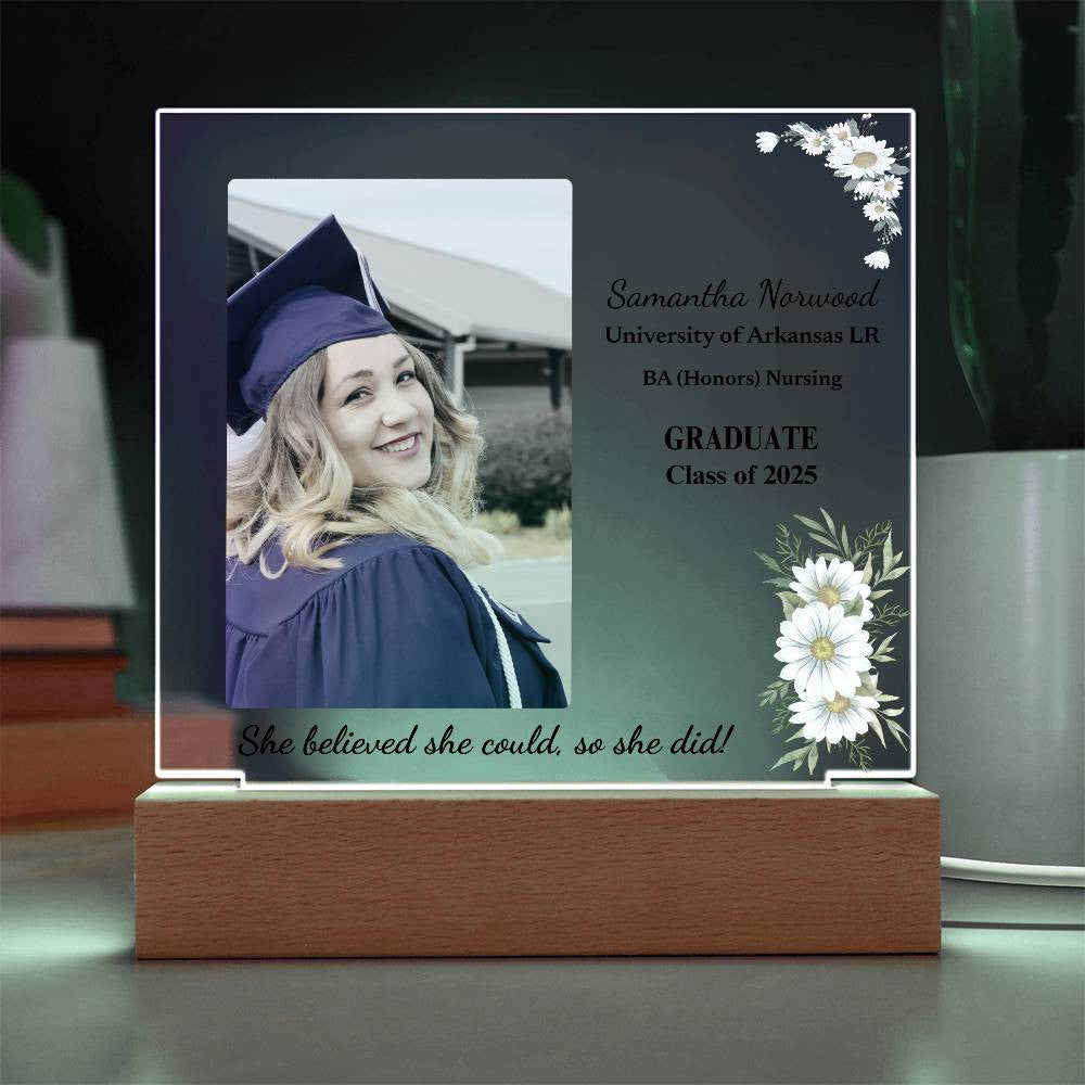 Personalized Graduation Acrylic Plaque - Custom LED Gift for Graduates