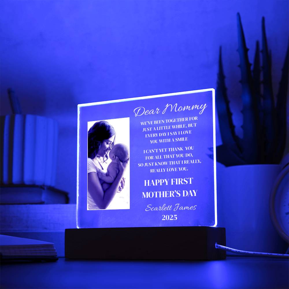 First Mother’s Day LED Acrylic Plaque – “Dear Mommy” Sentimental Poem Gift from Baby