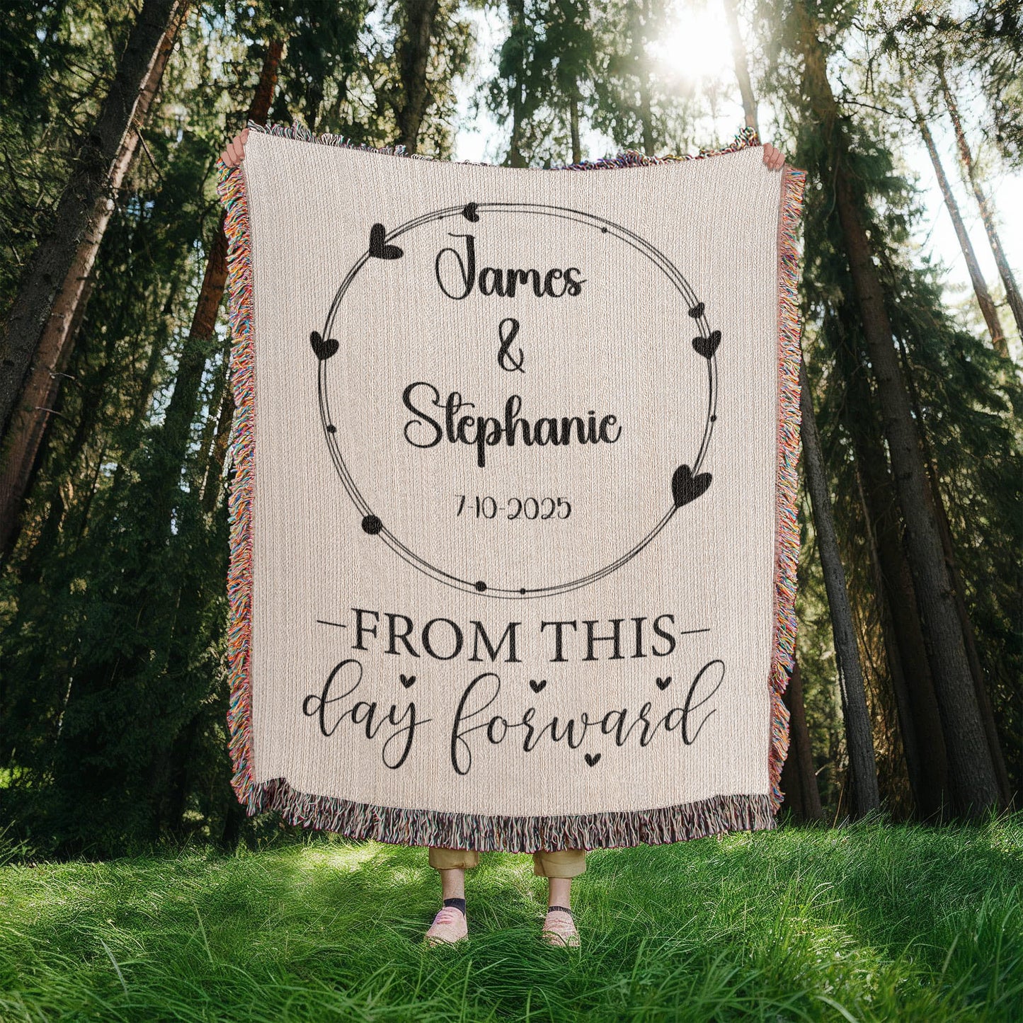 Personalized Wedding Blanket –Custom Woven Heirloom with Bride & Groom Names and Wedding Date