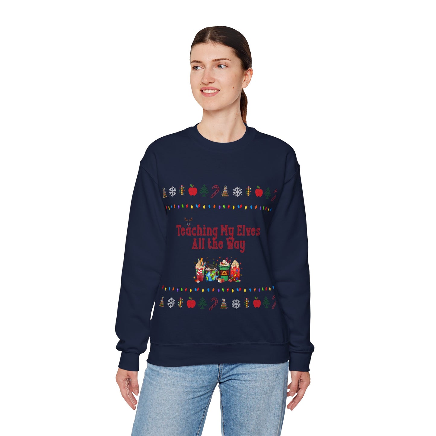Festive Teacher Sweatshirt, Funny Christmas Gift, Holiday Apparel, Teacher Sweatshirt, Unisex Crewneck for Christmas