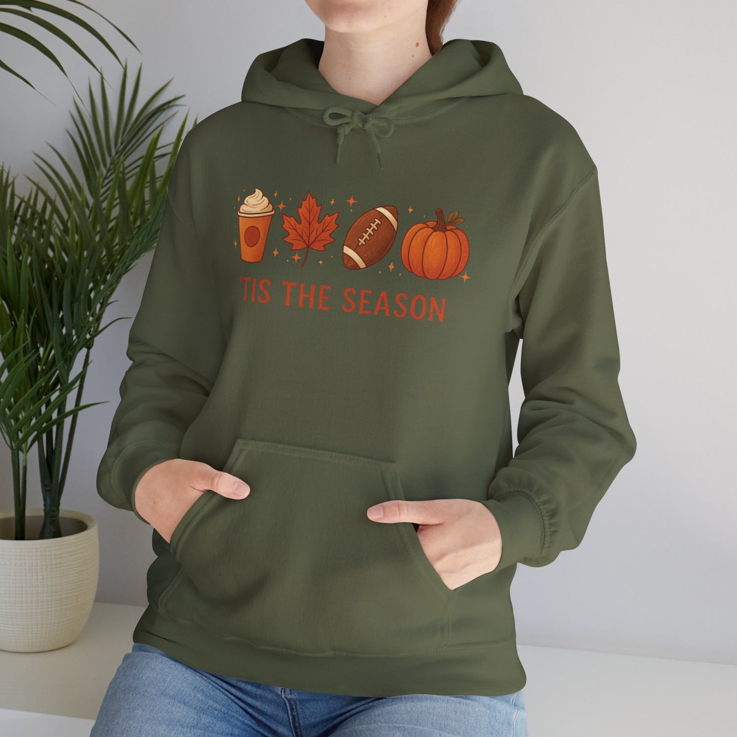 'Tis The Season Fall Hoodie - Autumn Pumpkin Spice Football Unisex Sweatshirt