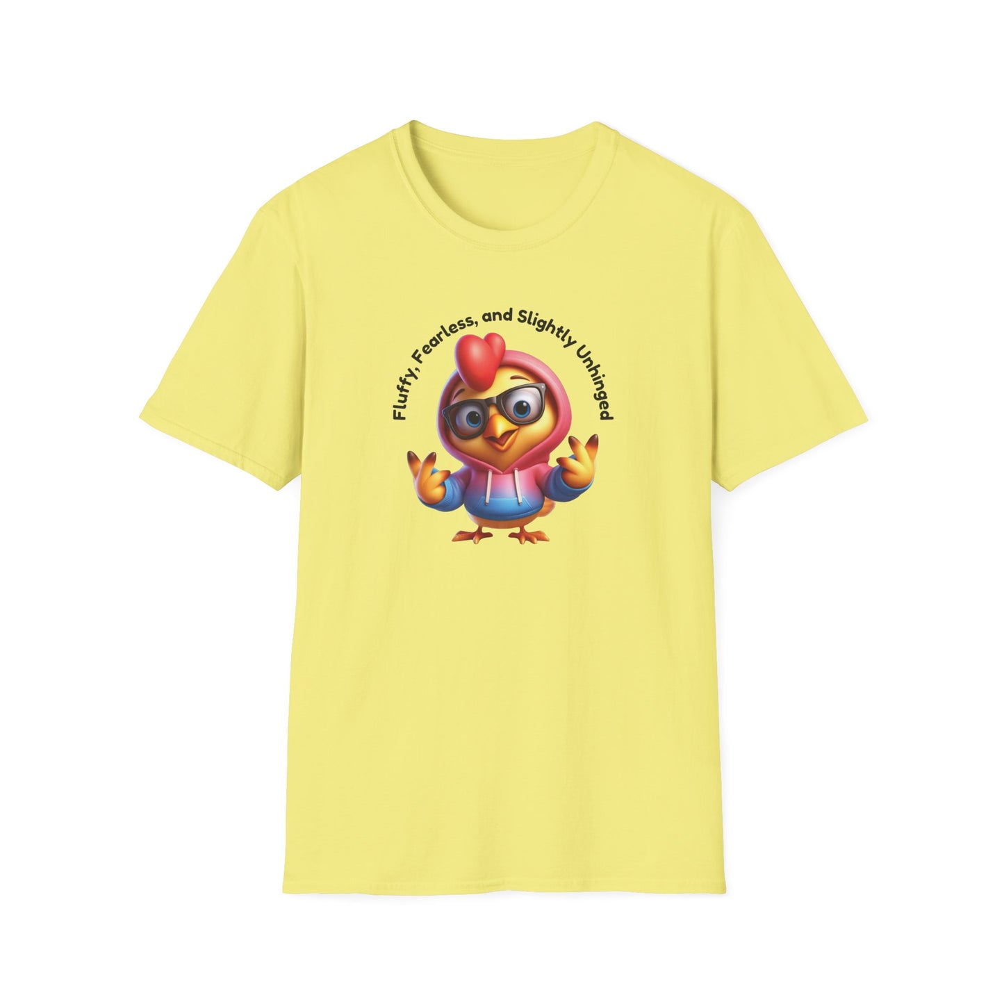 Fluffy & Fearless Chicken T-Shirt - Unisex Softstyle Tee for Animal Lovers