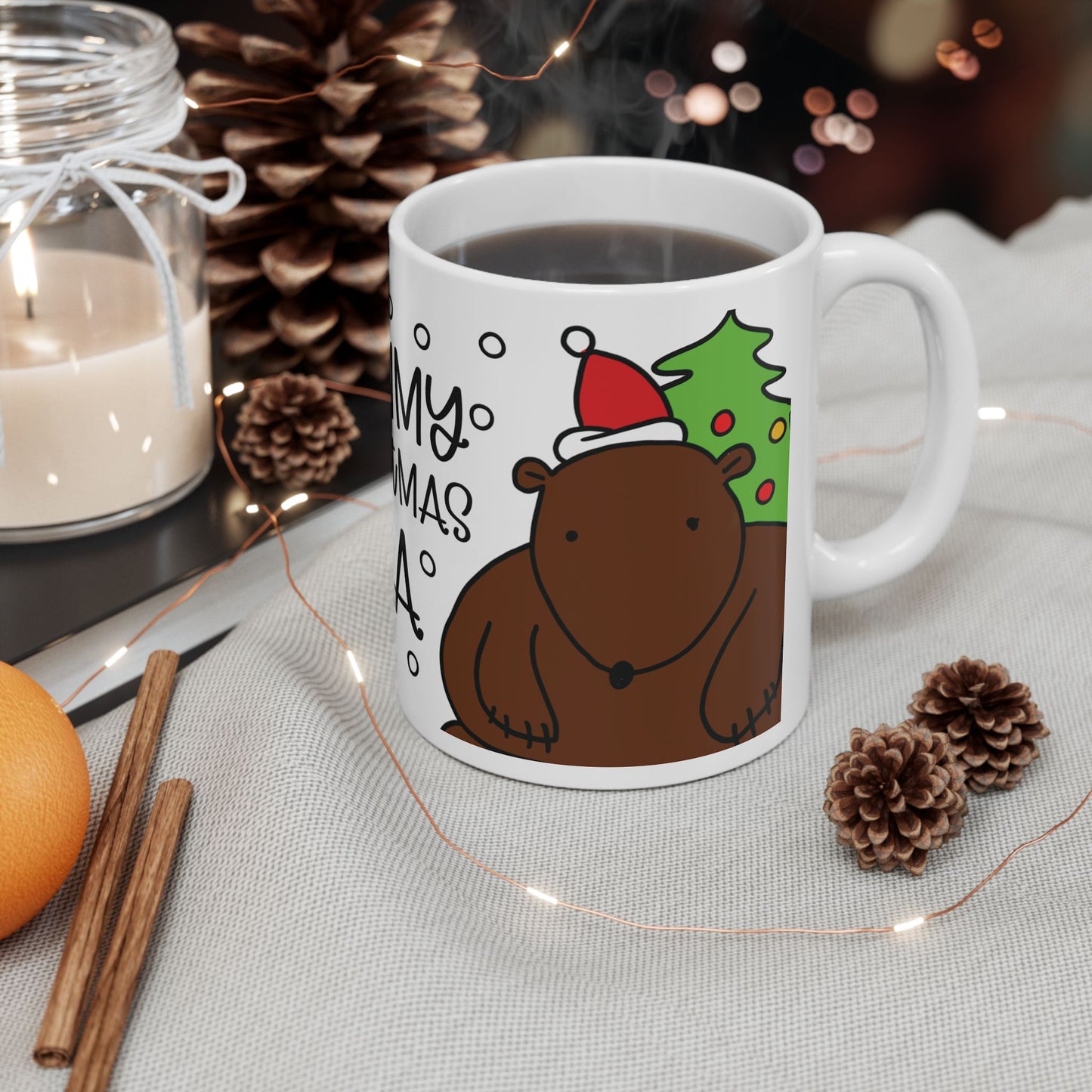 Christmas Bear Mug – "Yummy Christmas Tea" – Perfect Gift for Tea Lovers! Microwave & Dishwasher Safe Ceramic Mug, 11oz