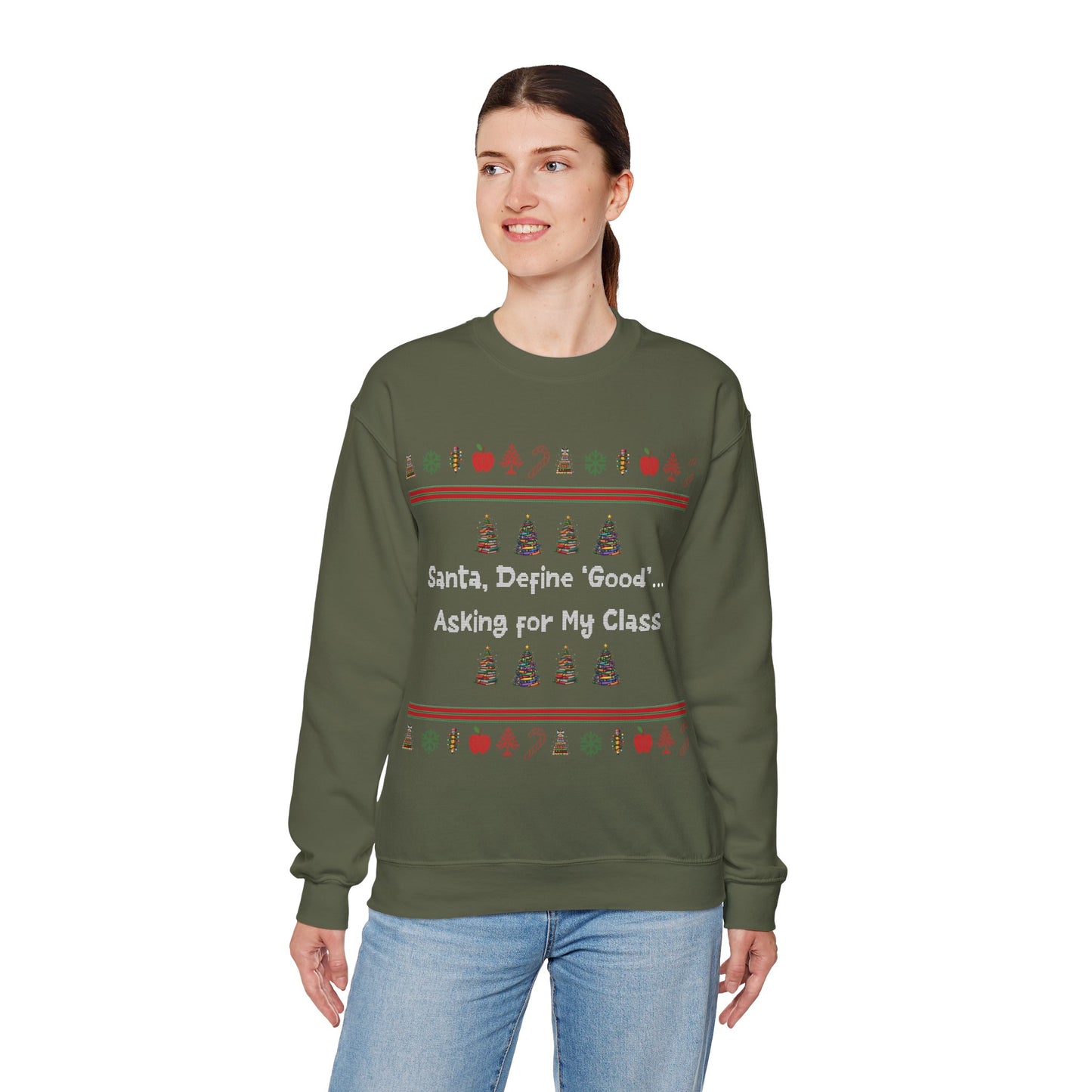 Funny Christmas Sweatshirt, Unisex Holiday Crewneck, Teacher Gifts, Santa Humor, Cozy Winter Apparel