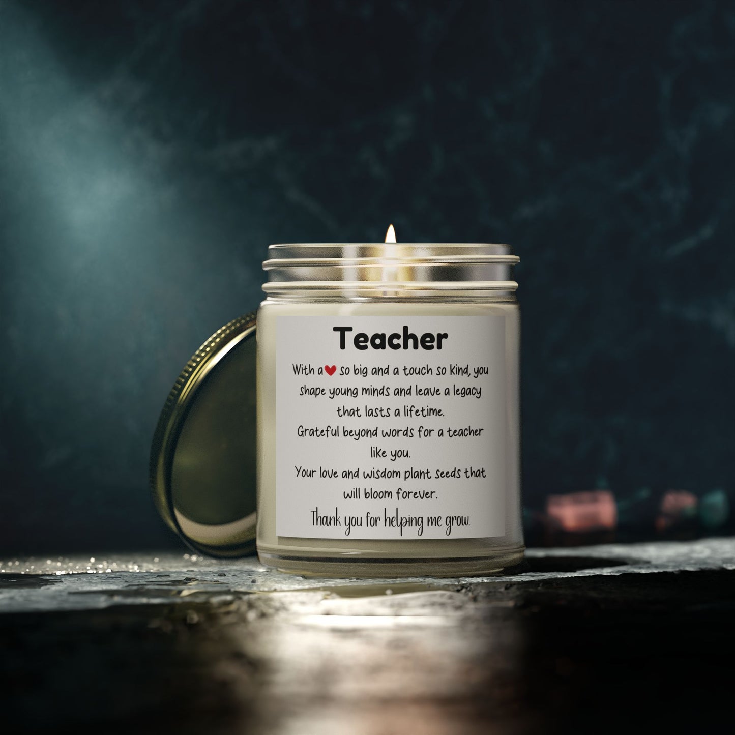 Teacher Appreciation Scented Candle - Coconut Apricot Wax (4oz, 9oz)