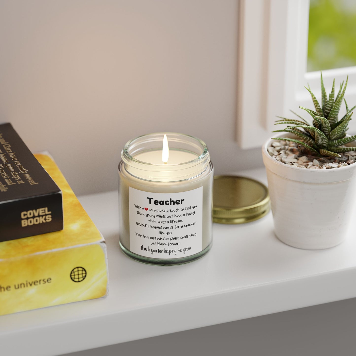 Teacher Appreciation Scented Candle - Coconut Apricot Wax (4oz, 9oz)