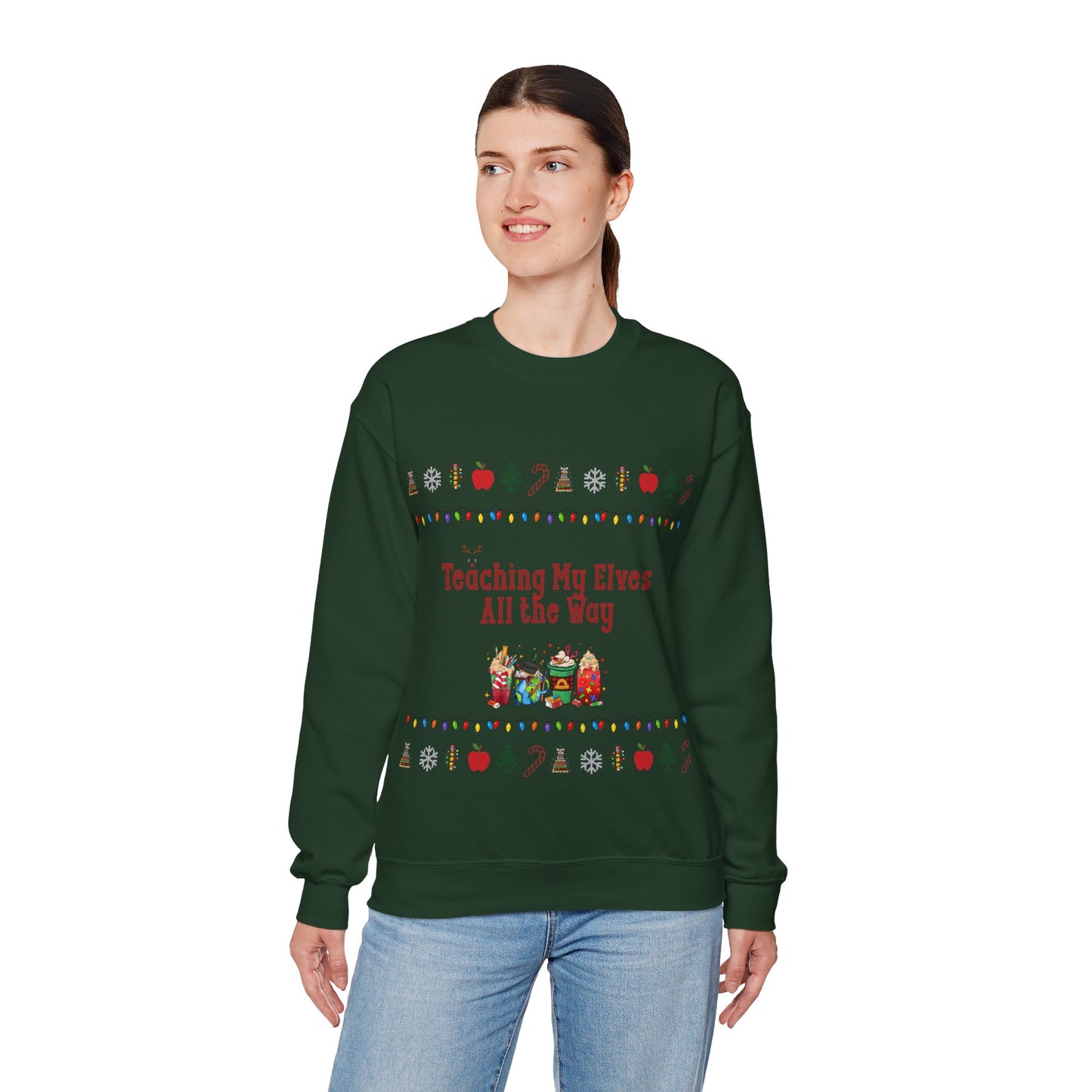 Festive Teacher Sweatshirt, Funny Christmas Gift, Holiday Apparel, Teacher Sweatshirt, Unisex Crewneck for Christmas
