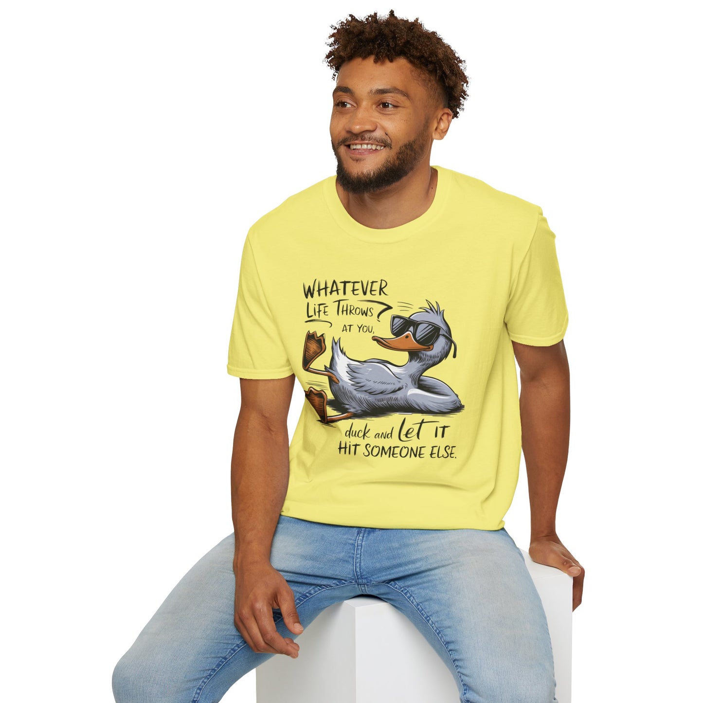 Whatever Life Throws at You Funny Duck Unisex Soft-Style T-Shirt – Comfortable and Stylish