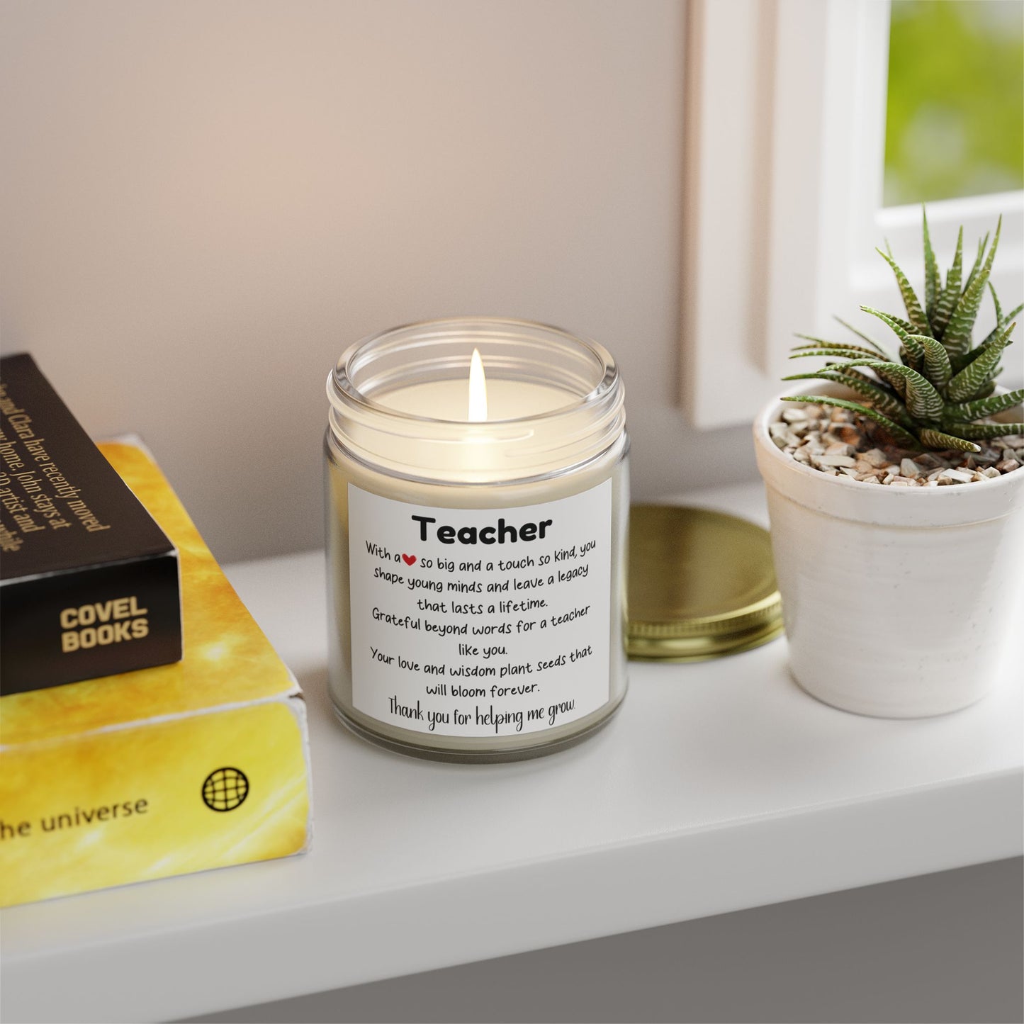 Teacher Appreciation Scented Candle - Coconut Apricot Wax (4oz, 9oz)
