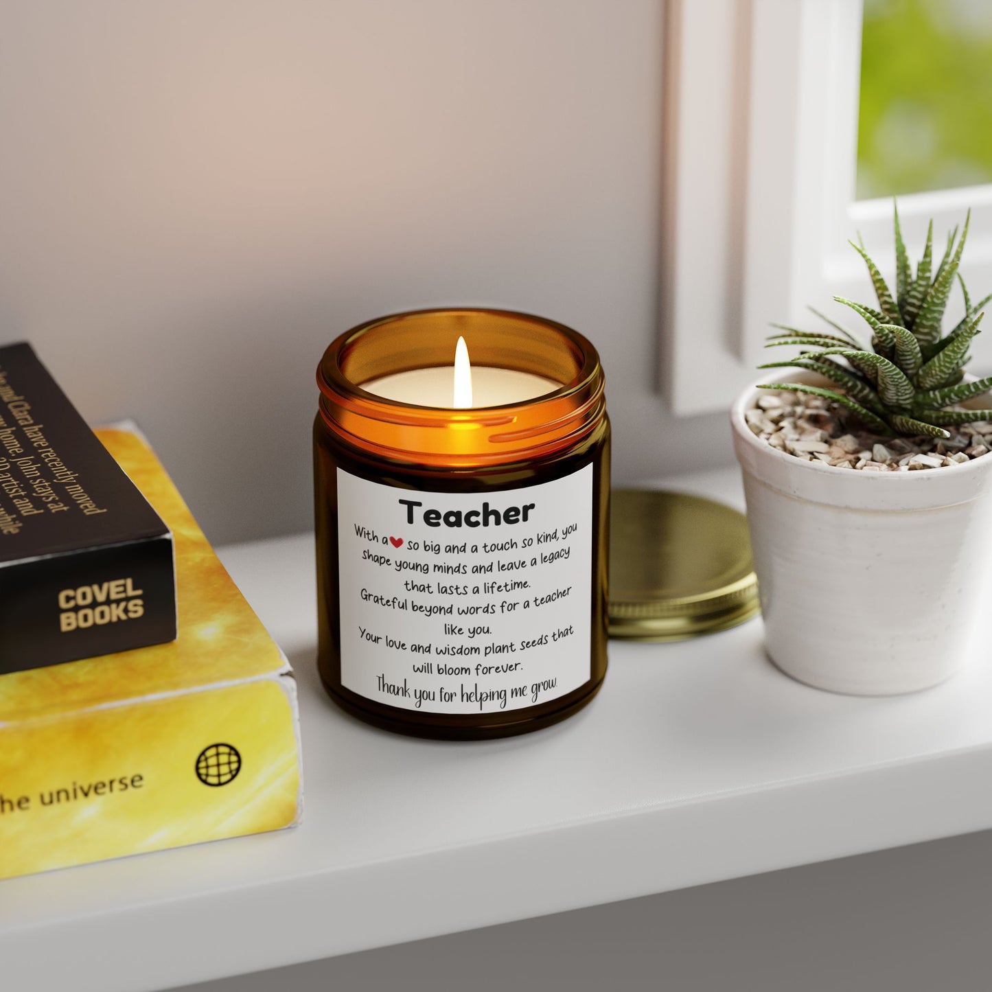 Teacher Appreciation Scented Candle - Coconut Apricot Wax (4oz, 9oz)