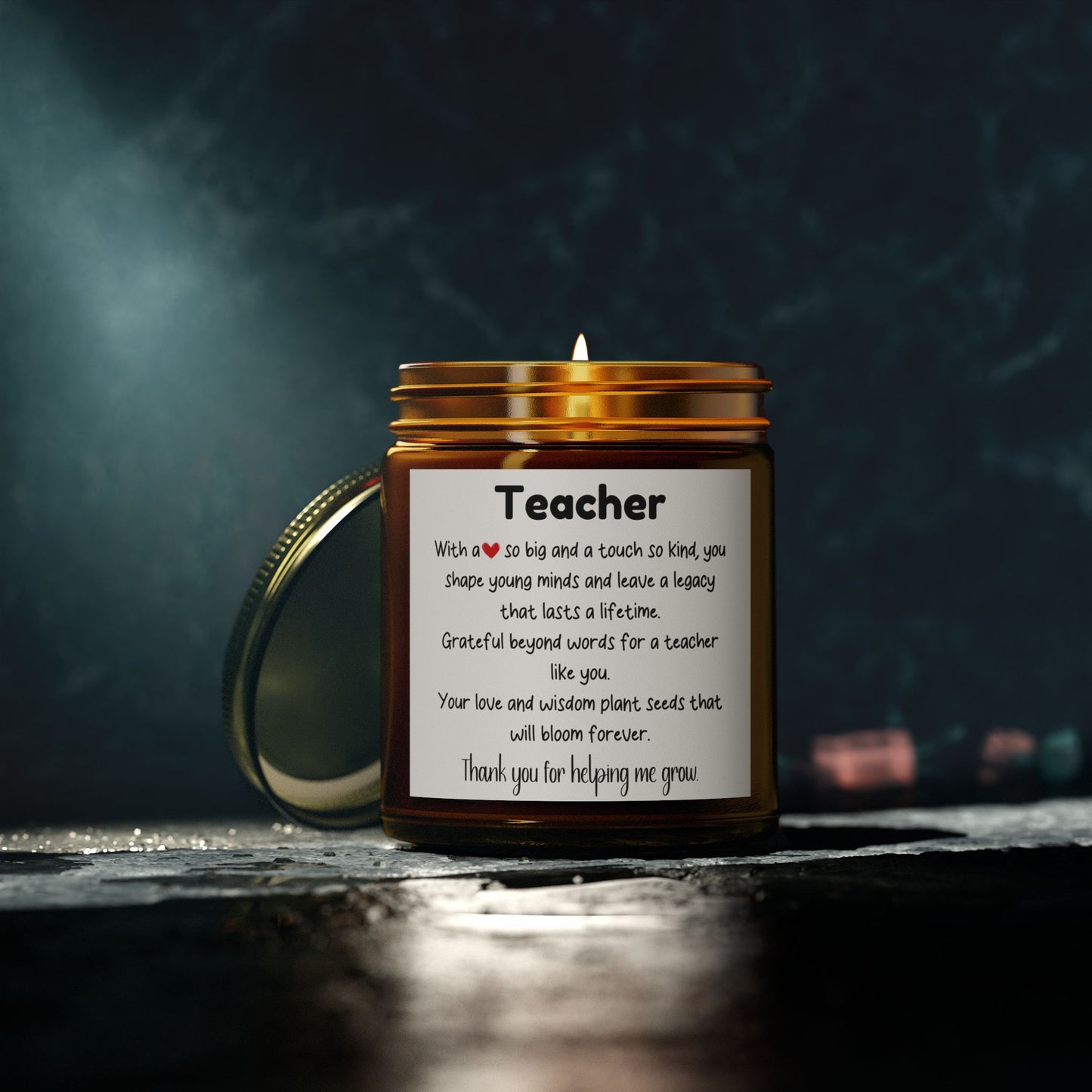 Teacher Appreciation Scented Candle - Coconut Apricot Wax (4oz, 9oz)