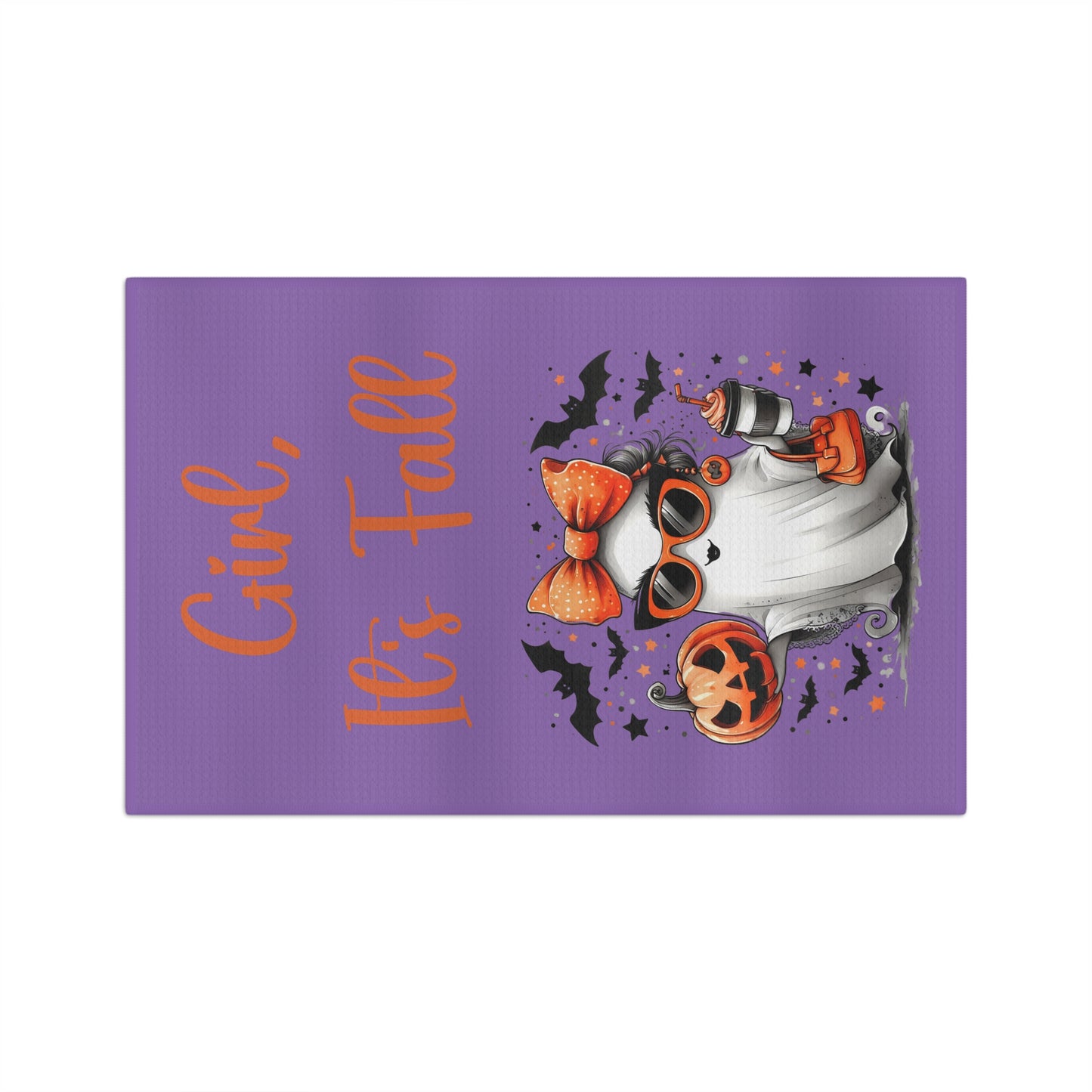 Kitchen Towel - Girl, It's Fall Purple Tea Towel with Ghost Design