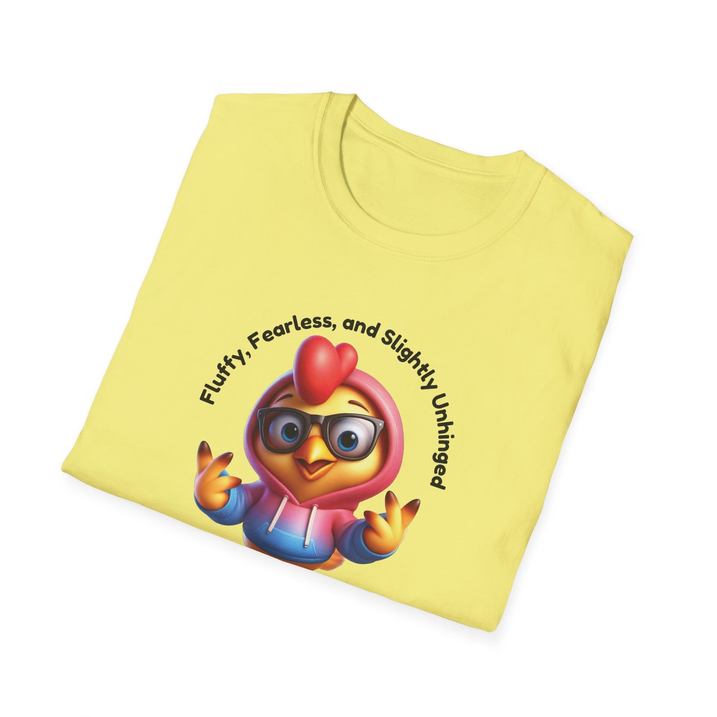 Fluffy & Fearless Chicken T-Shirt - Unisex Softstyle Tee for Animal Lovers