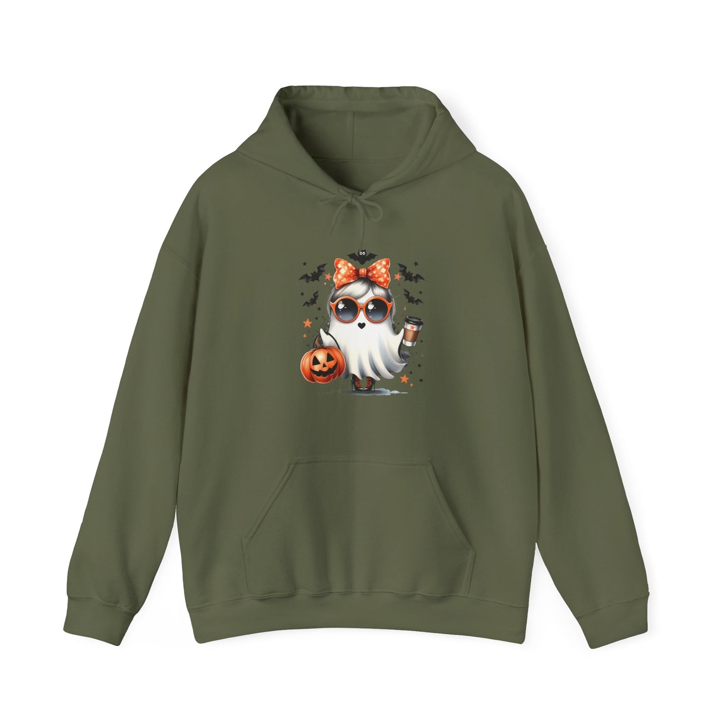 Halloween Bow Ghost Hoodie, Cozy Fall Sweatshirt, Cute Ghost Apparel