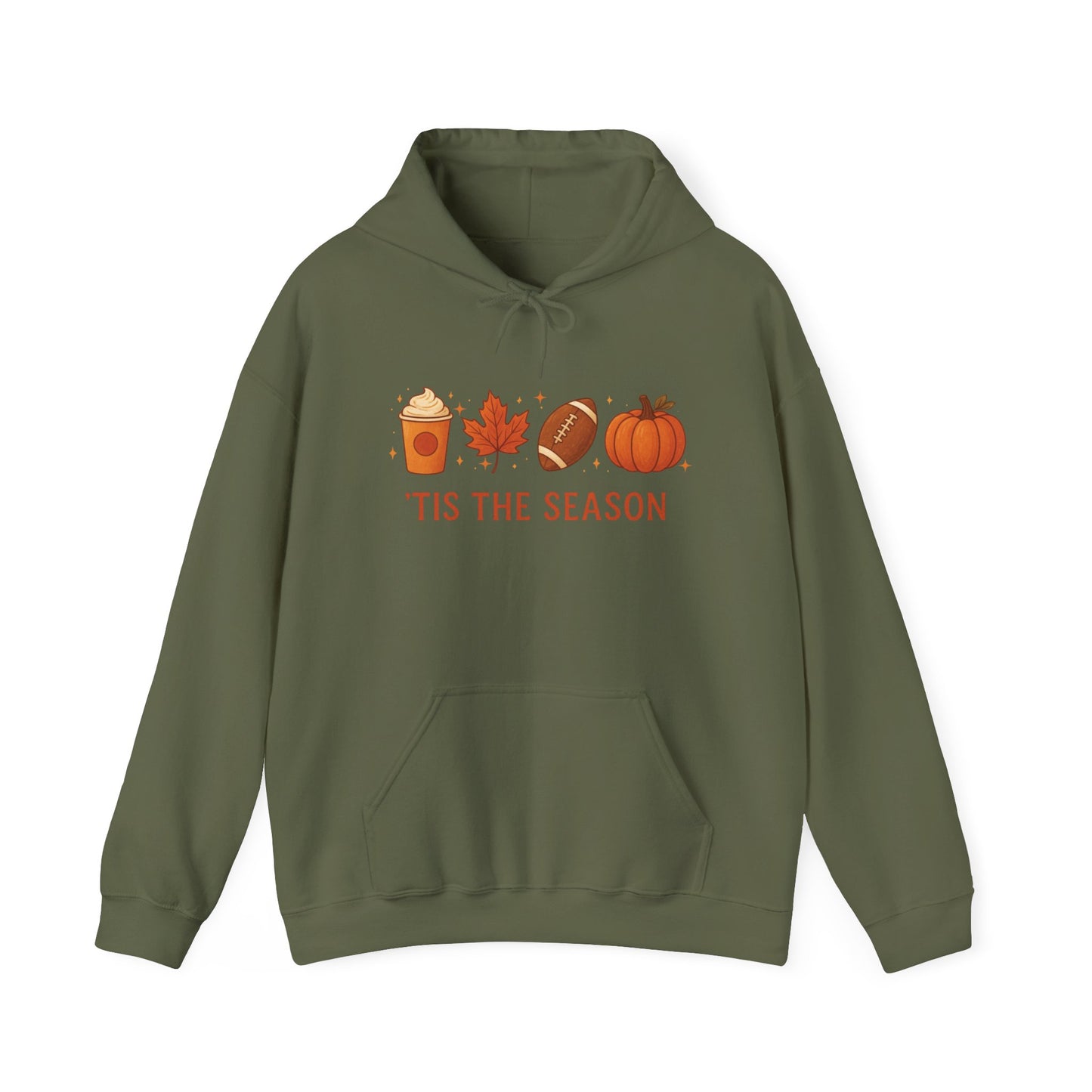 'Tis The Season Fall Hoodie - Autumn Pumpkin Spice Football Unisex Sweatshirt