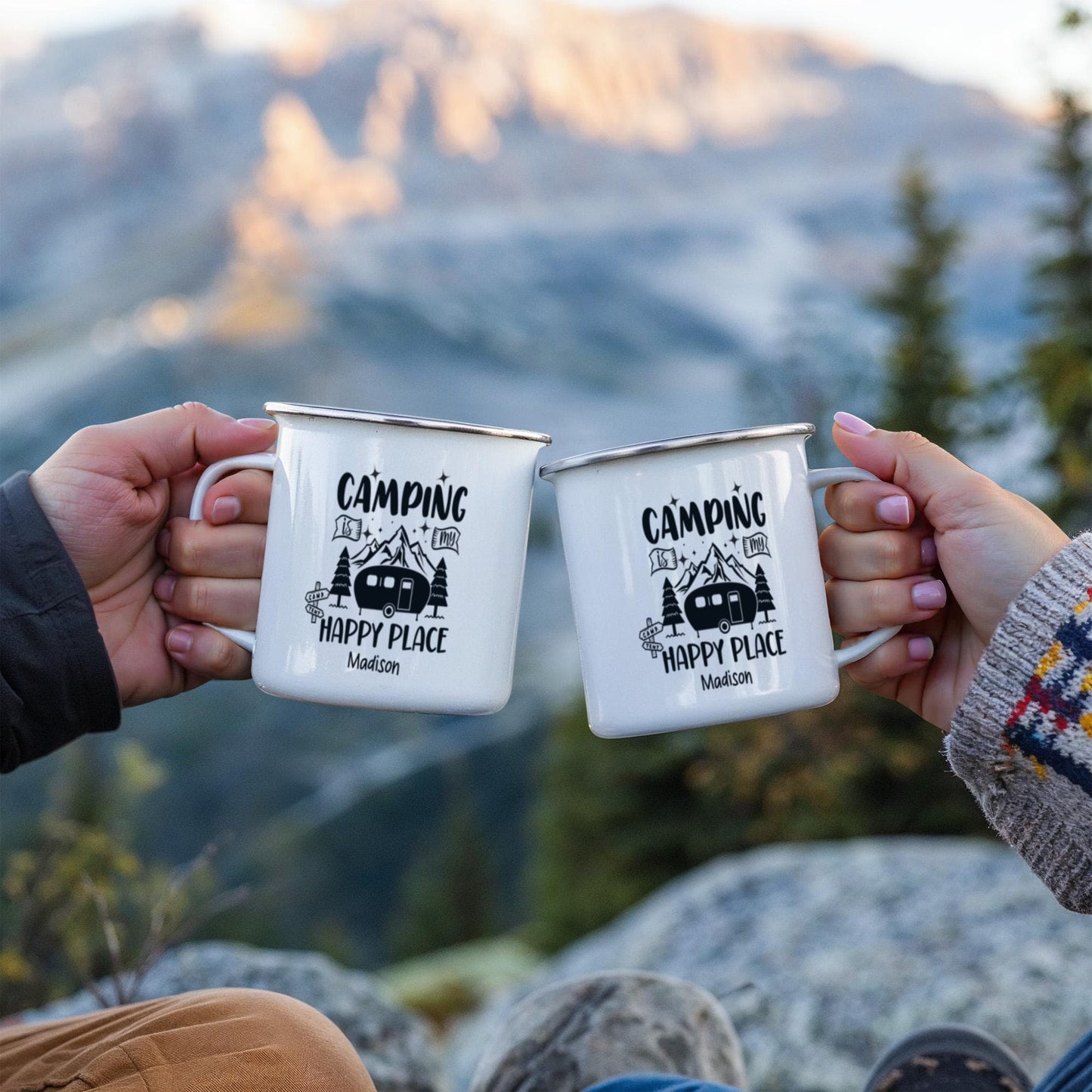 Personalized 12oz Stainless Steel Camping Mug Custom Enamel Outdoor Coffee Cup Durable Hiking & Adventure Drinkware