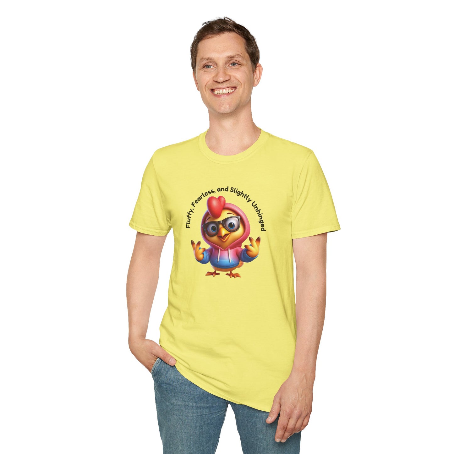 Fluffy & Fearless Chicken T-Shirt - Unisex Softstyle Tee for Animal Lovers
