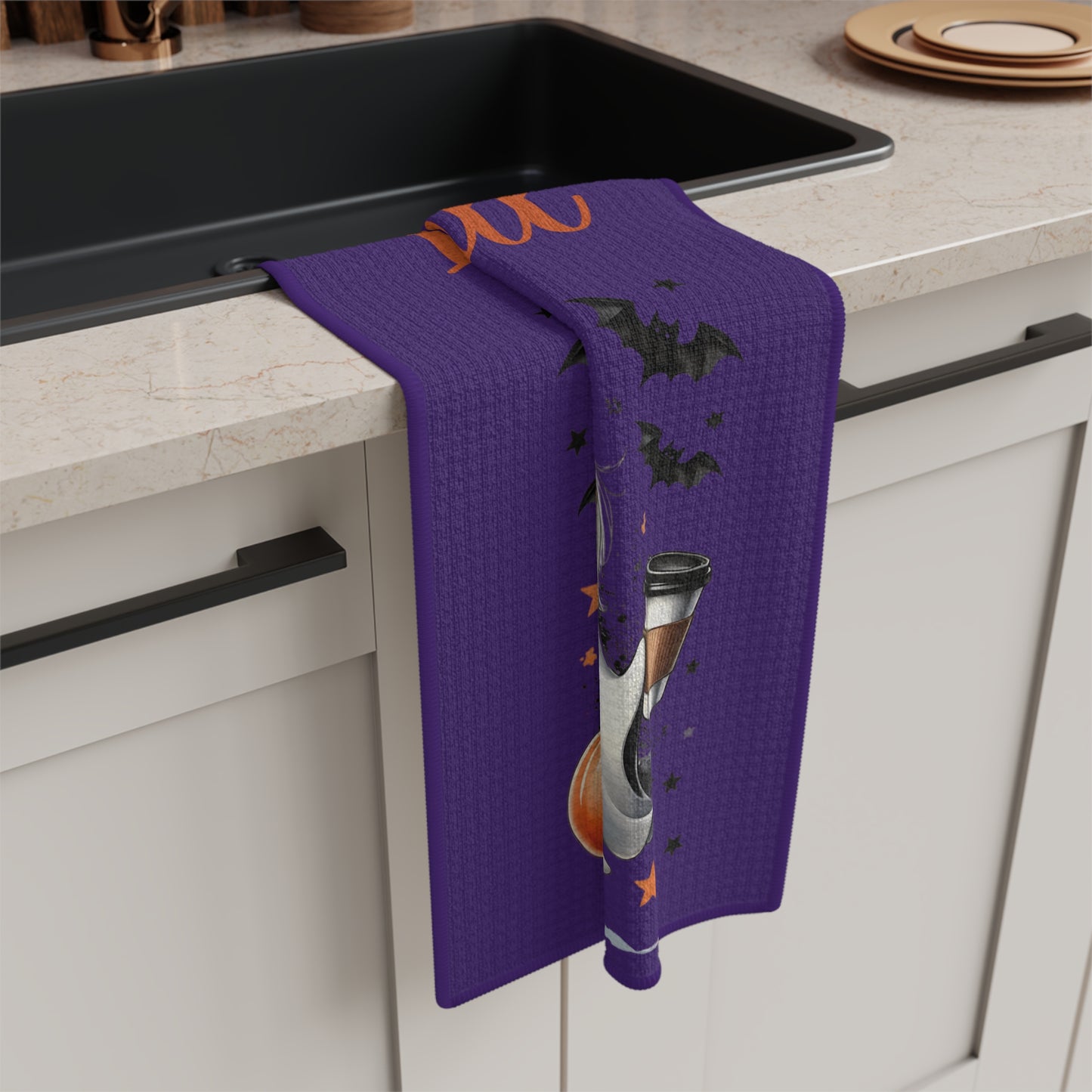 Kitchen Towel - Purple Girl, It's Fall Ghost Coffee Tea Towel