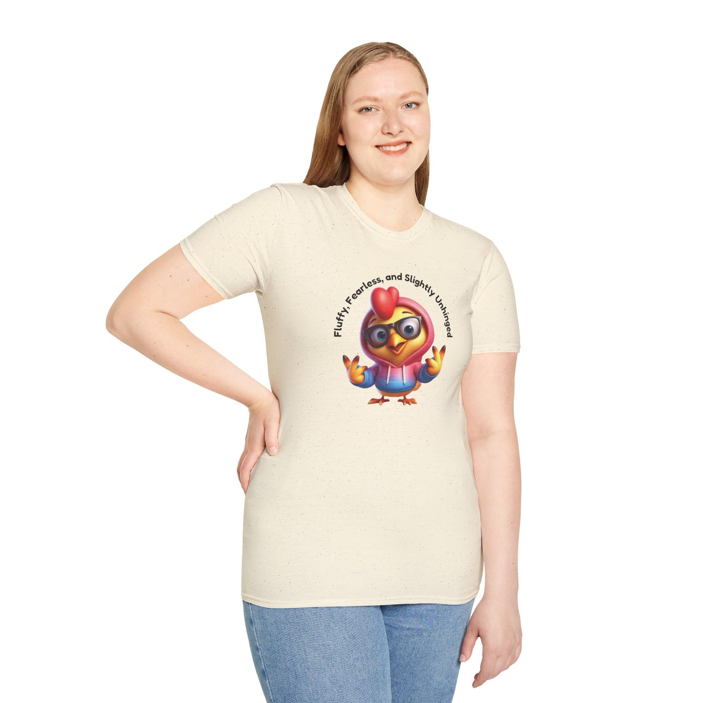 Fluffy & Fearless Chicken T-Shirt - Unisex Softstyle Tee for Animal Lovers