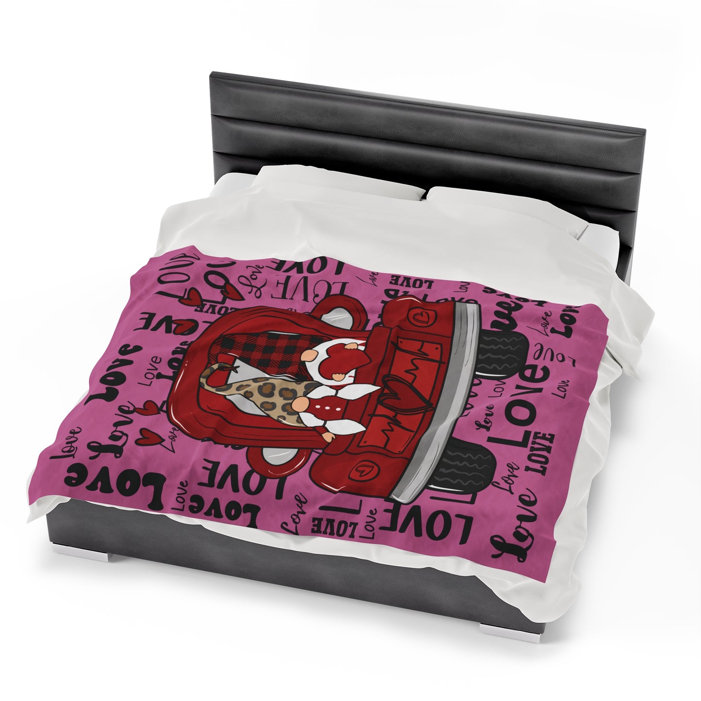 Gnome Love Velveteen Blanket – Cozy & Customizable Home Decor