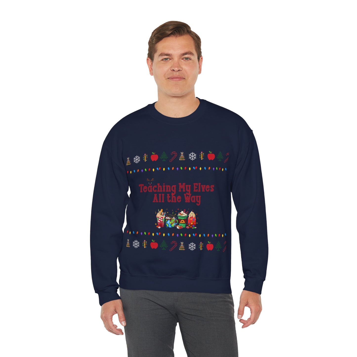 Festive Teacher Sweatshirt, Funny Christmas Gift, Holiday Apparel, Teacher Sweatshirt, Unisex Crewneck for Christmas