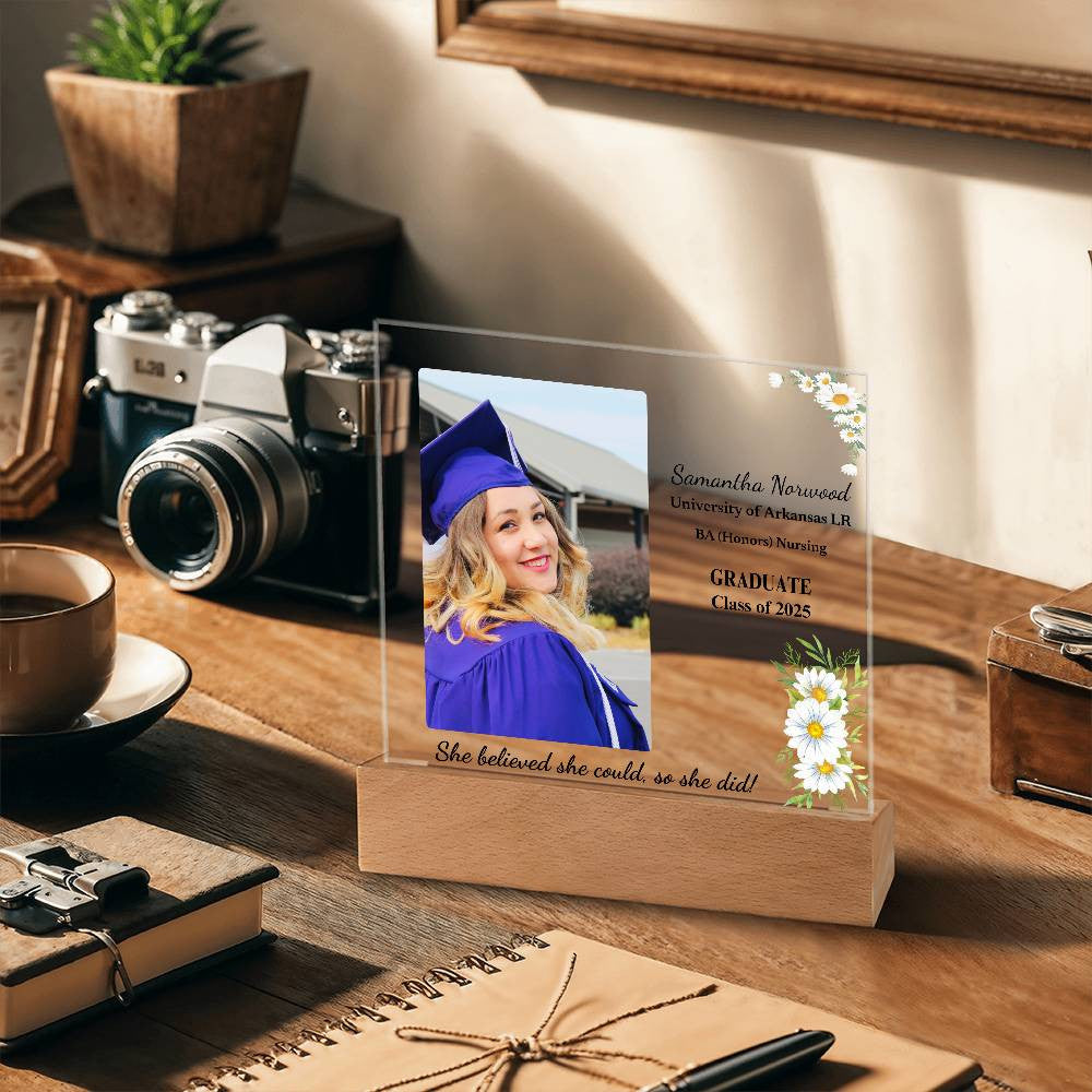 Personalized Graduation Acrylic Plaque - Custom LED Gift for Graduates