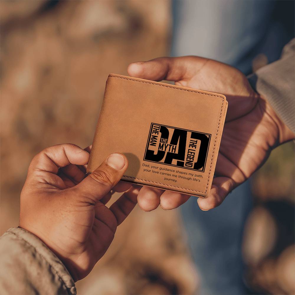 DAD Leather Wallet – “Your Guidance Shapes My Path” | Sentimental Full Grain Bifold Gift for Fathers