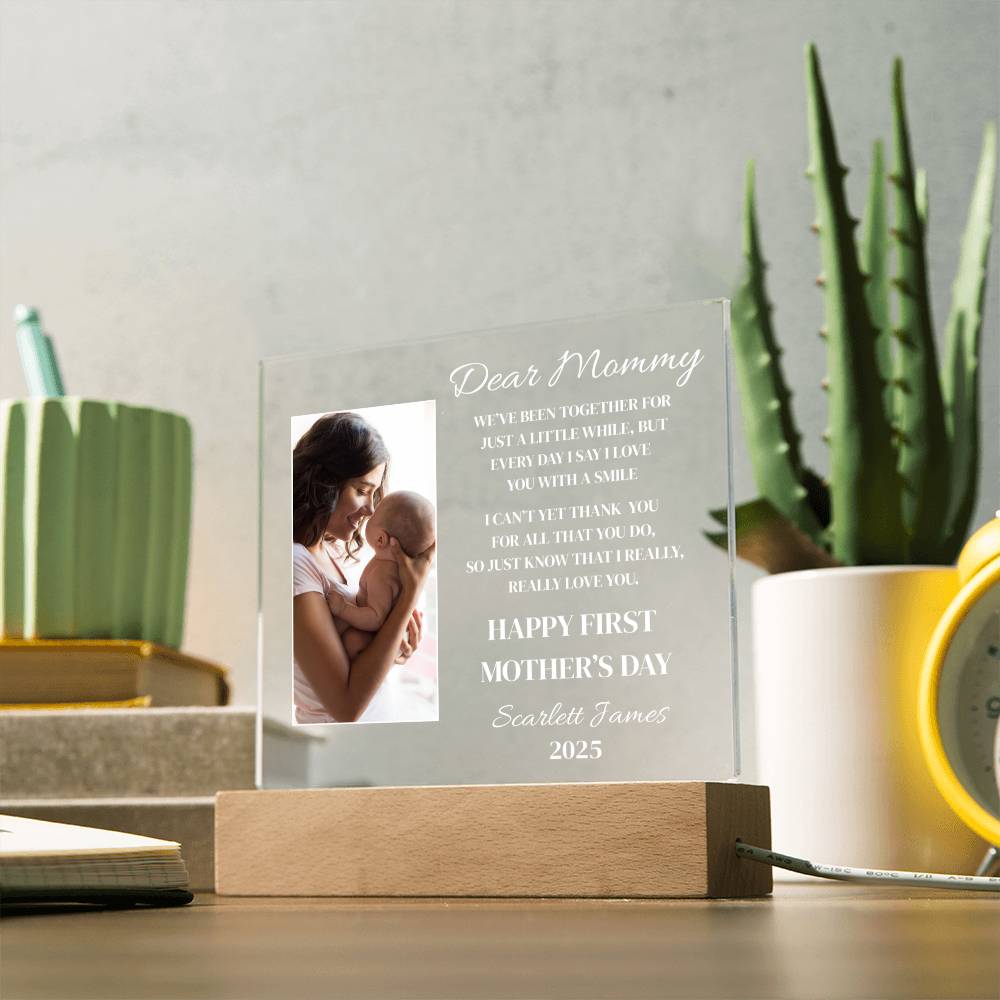 First Mother’s Day LED Acrylic Plaque – “Dear Mommy” Sentimental Poem Gift from Baby