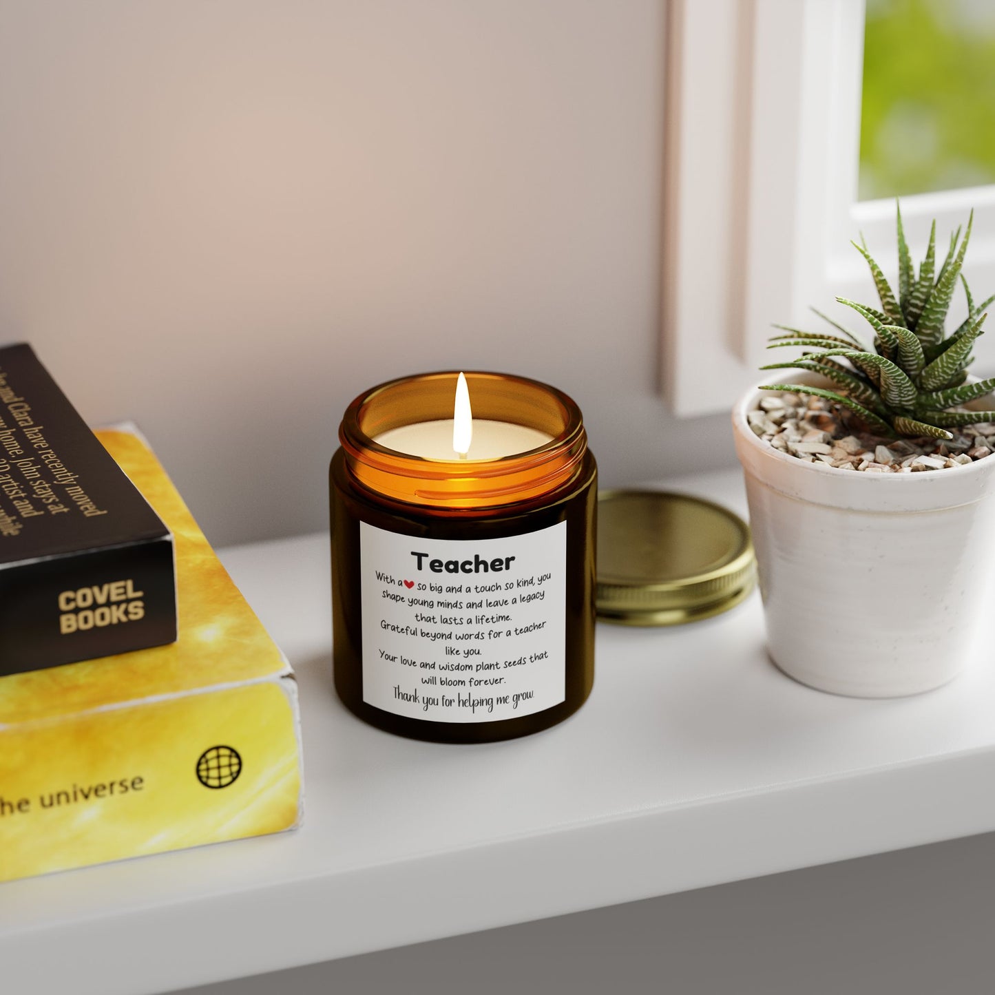 Teacher Appreciation Scented Candle - Coconut Apricot Wax (4oz, 9oz)
