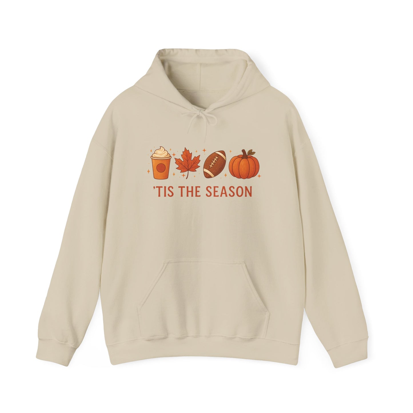 'Tis The Season Fall Hoodie - Autumn Pumpkin Spice Football Unisex Sweatshirt