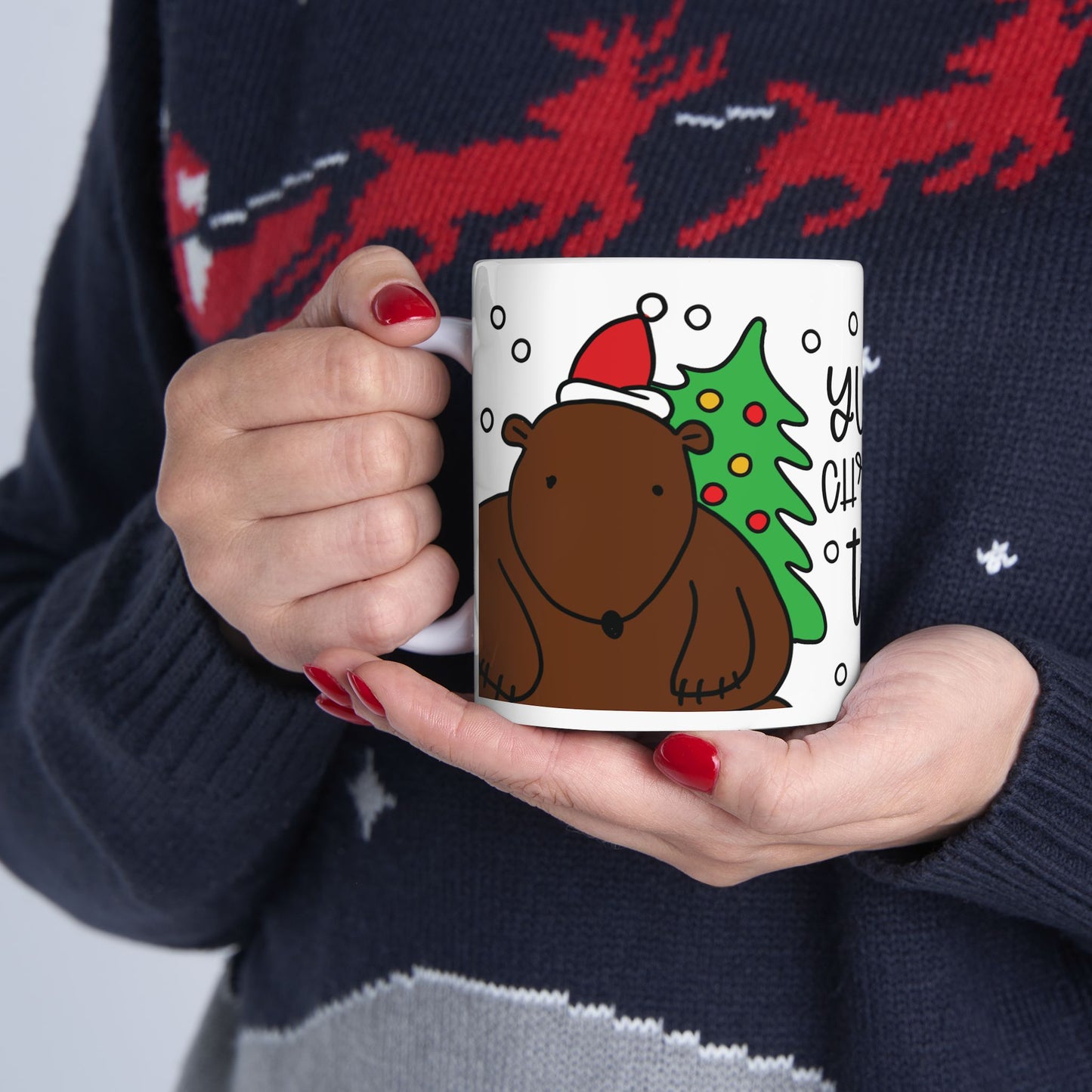 Christmas Bear Mug – "Yummy Christmas Tea" – Perfect Gift for Tea Lovers! Microwave & Dishwasher Safe Ceramic Mug, 11oz