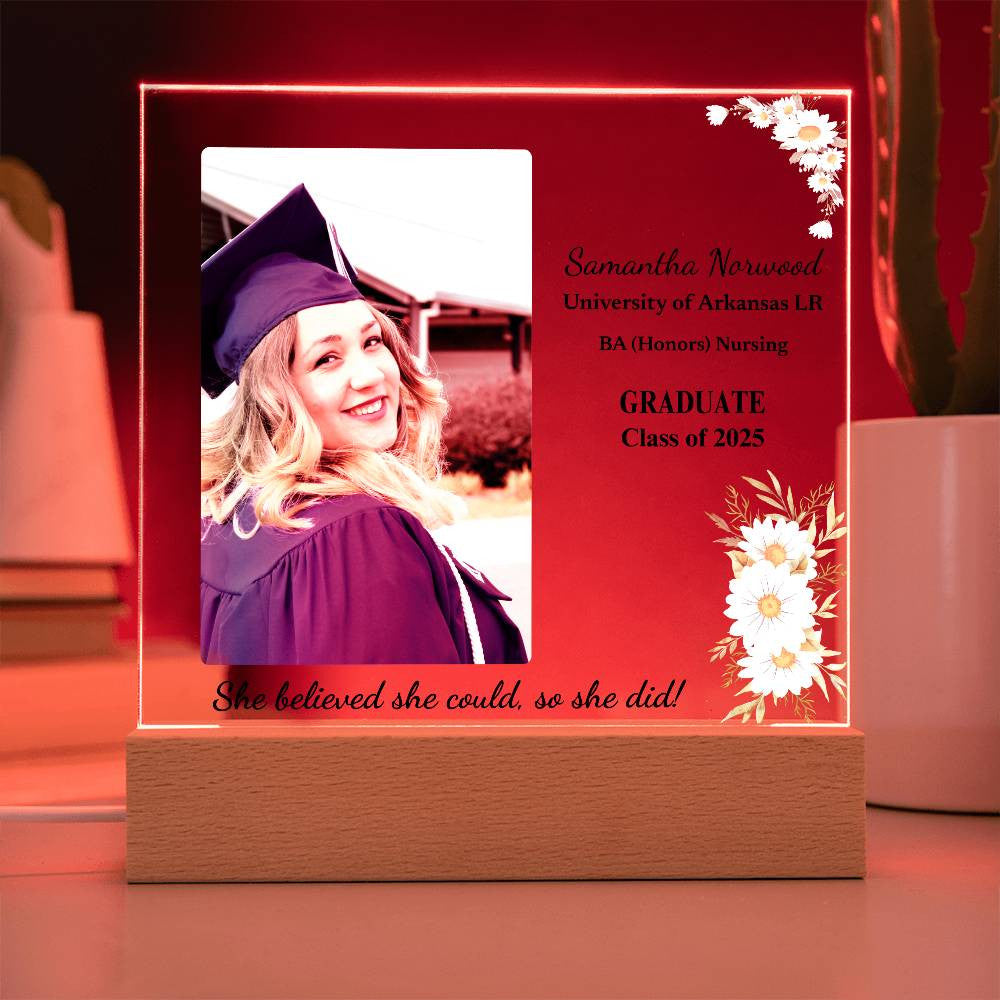 Personalized Graduation Acrylic Plaque - Custom LED Gift for Graduates
