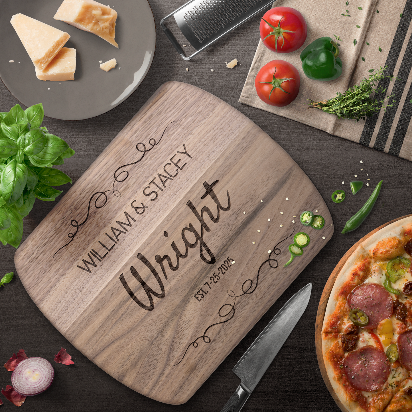 Personalized Hardwood Oval Cutting Board – American-Made Craftsmanship Hardwood