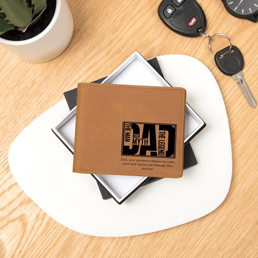 DAD Leather Wallet – “Your Guidance Shapes My Path” | Sentimental Full Grain Bifold Gift for Fathers