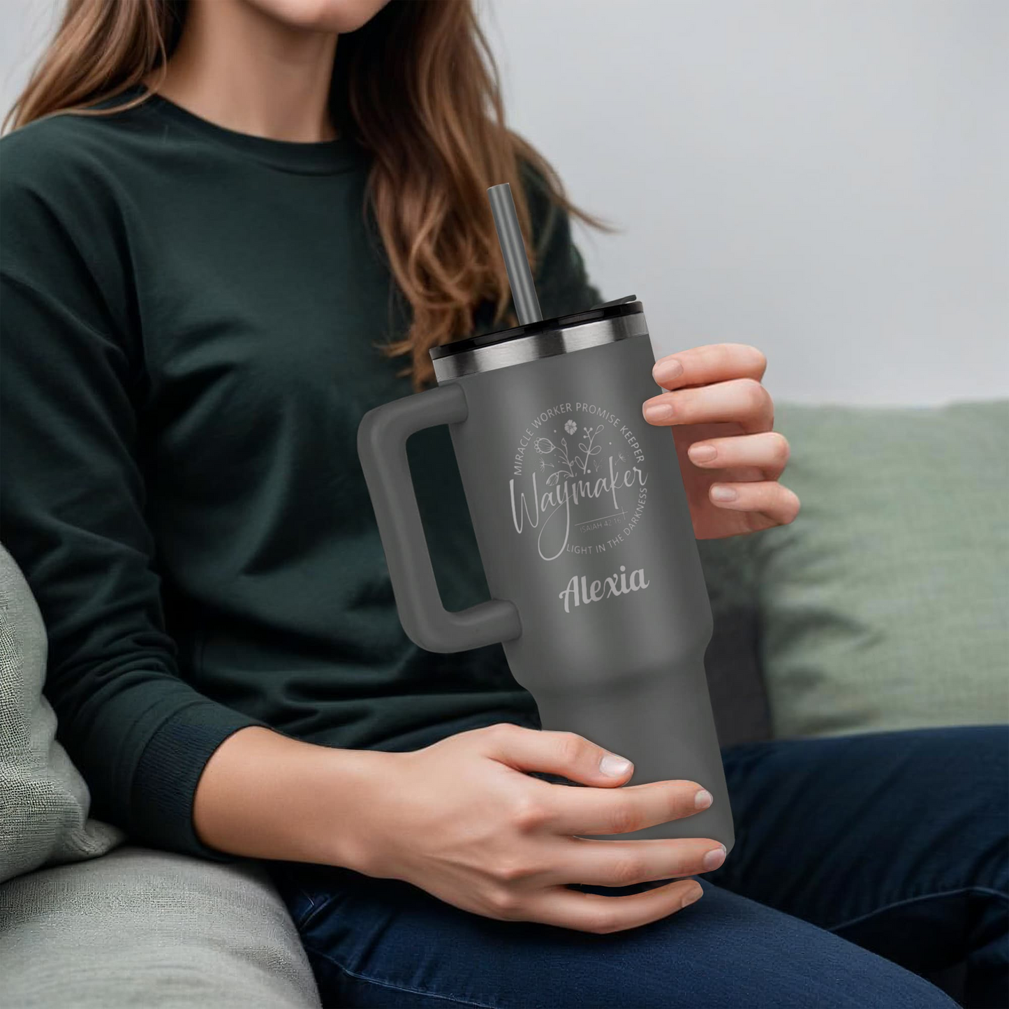 Personalized WayMaker 40oz Tumbler with Name – Custom Laser Engraved Stainless Steel Insulated Travel Mug