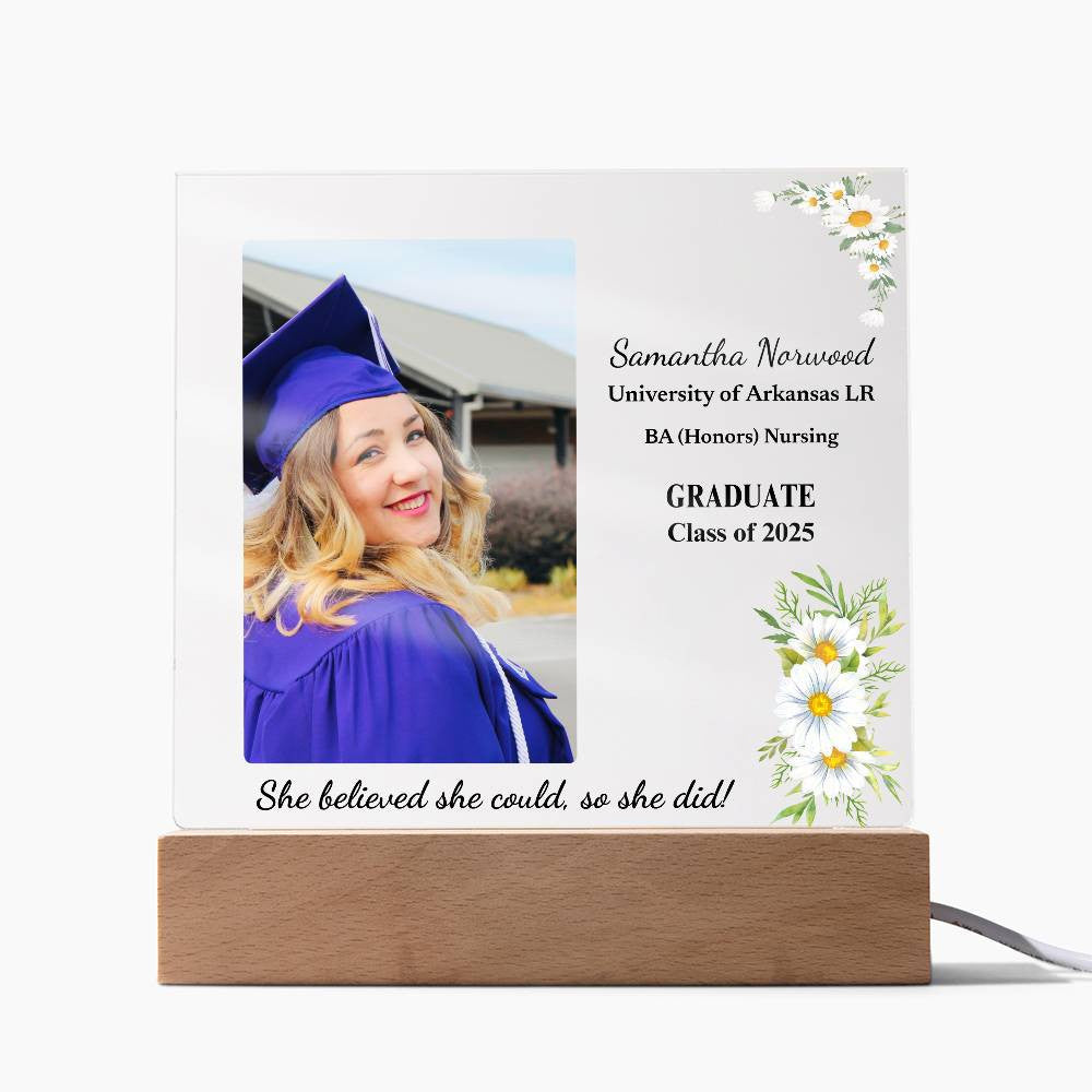 Personalized Graduation Acrylic Plaque - Custom LED Gift for Graduates