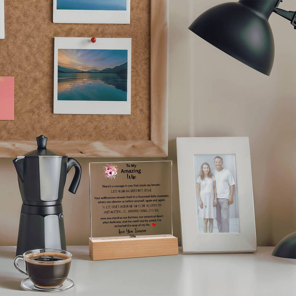 To My Amazing Wife - LED Acrylic Plaque with Heartfelt Message