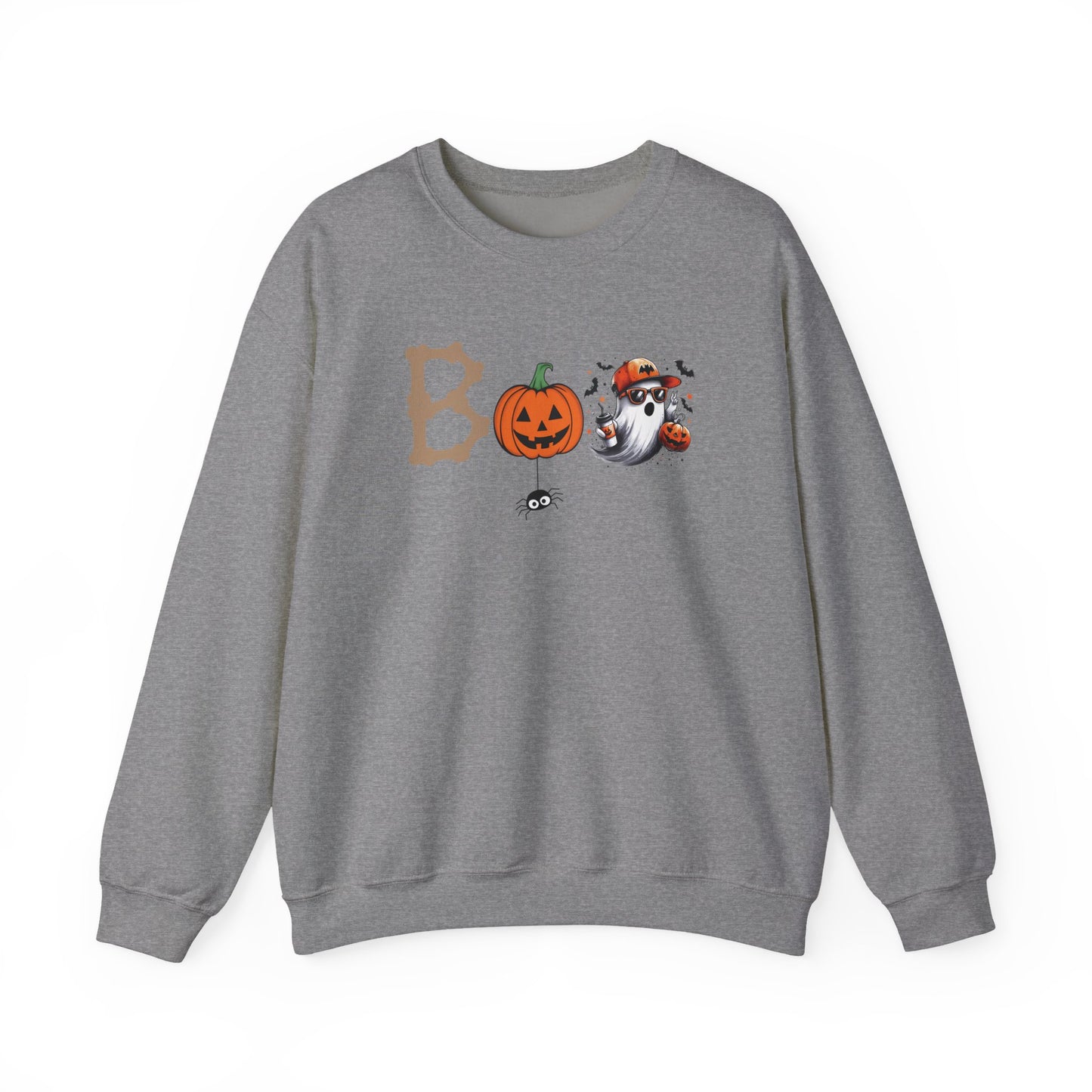 BOO Halloween Sweatshirt – Cute Ghost & Pumpkin Unisex Crewneck for Spooky Season