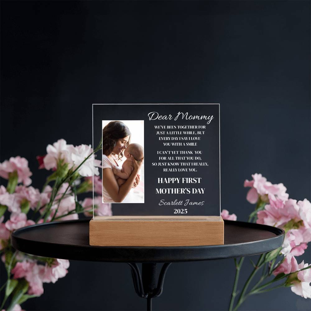 First Mother’s Day LED Acrylic Plaque – “Dear Mommy” Sentimental Poem Gift from Baby