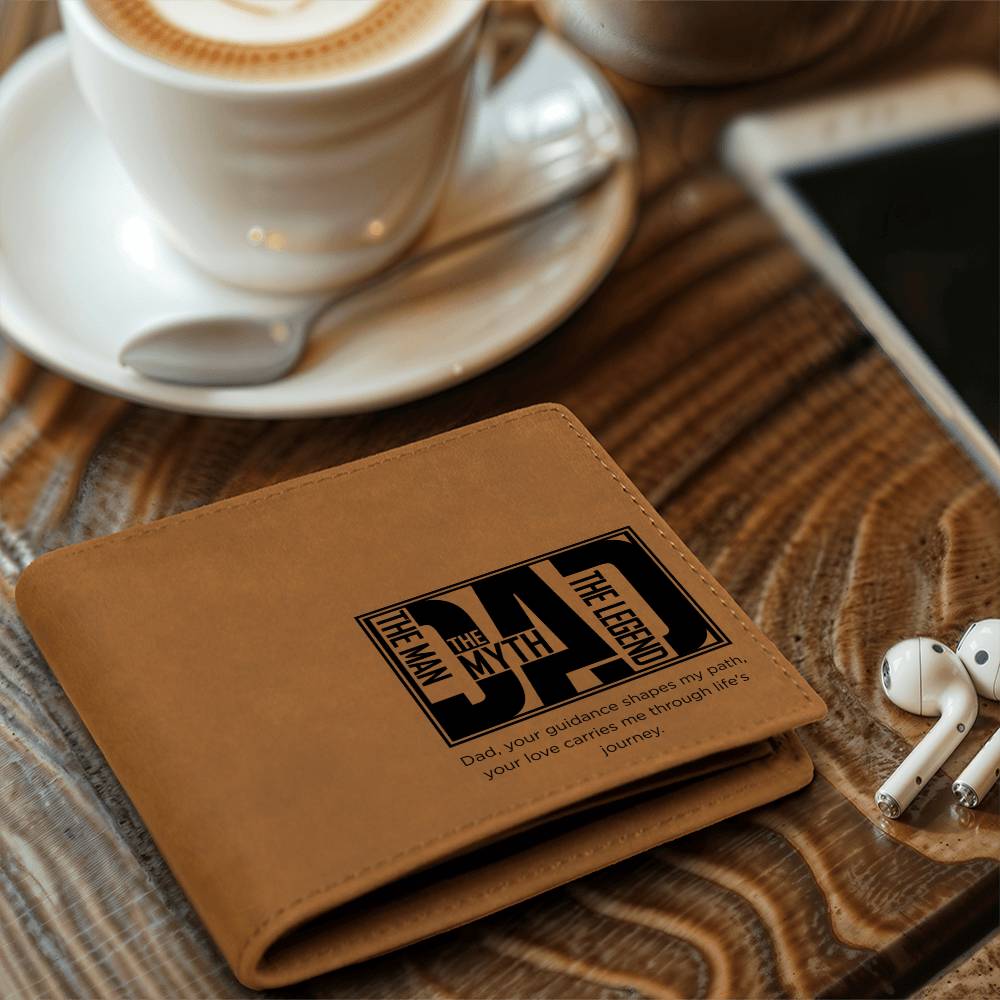 DAD Leather Wallet – “Your Guidance Shapes My Path” | Sentimental Full Grain Bifold Gift for Fathers