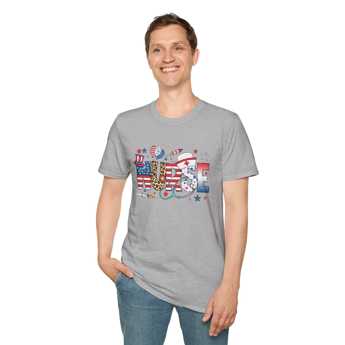 Patriotic Nurse T-Shirt – Unisex 4th of July Nursing Shirt for Healthcare Workers