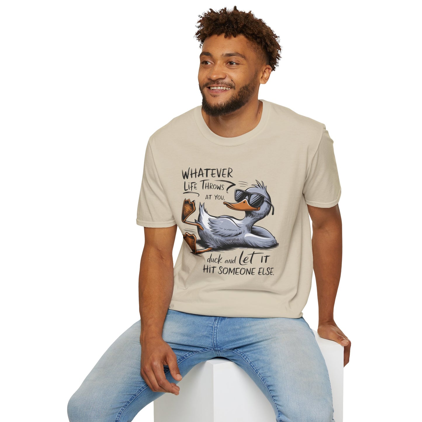 Whatever Life Throws at You Funny Duck Unisex Soft-Style T-Shirt – Comfortable and Stylish