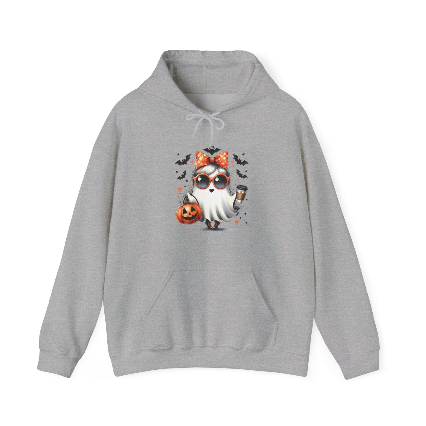 Halloween Bow Ghost Hoodie, Cozy Fall Sweatshirt, Cute Ghost Apparel
