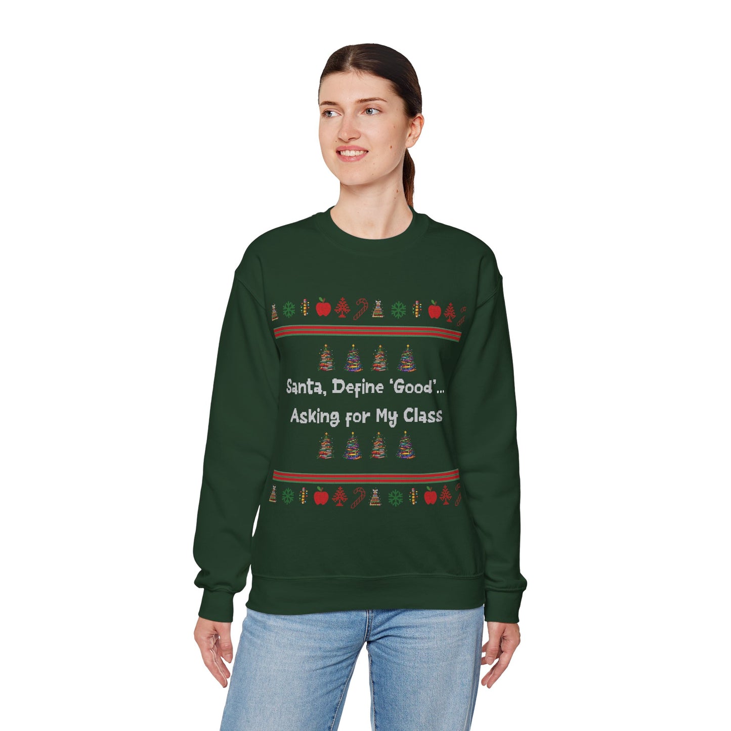 Funny Christmas Sweatshirt, Unisex Holiday Crewneck, Teacher Gifts, Santa Humor, Cozy Winter Apparel