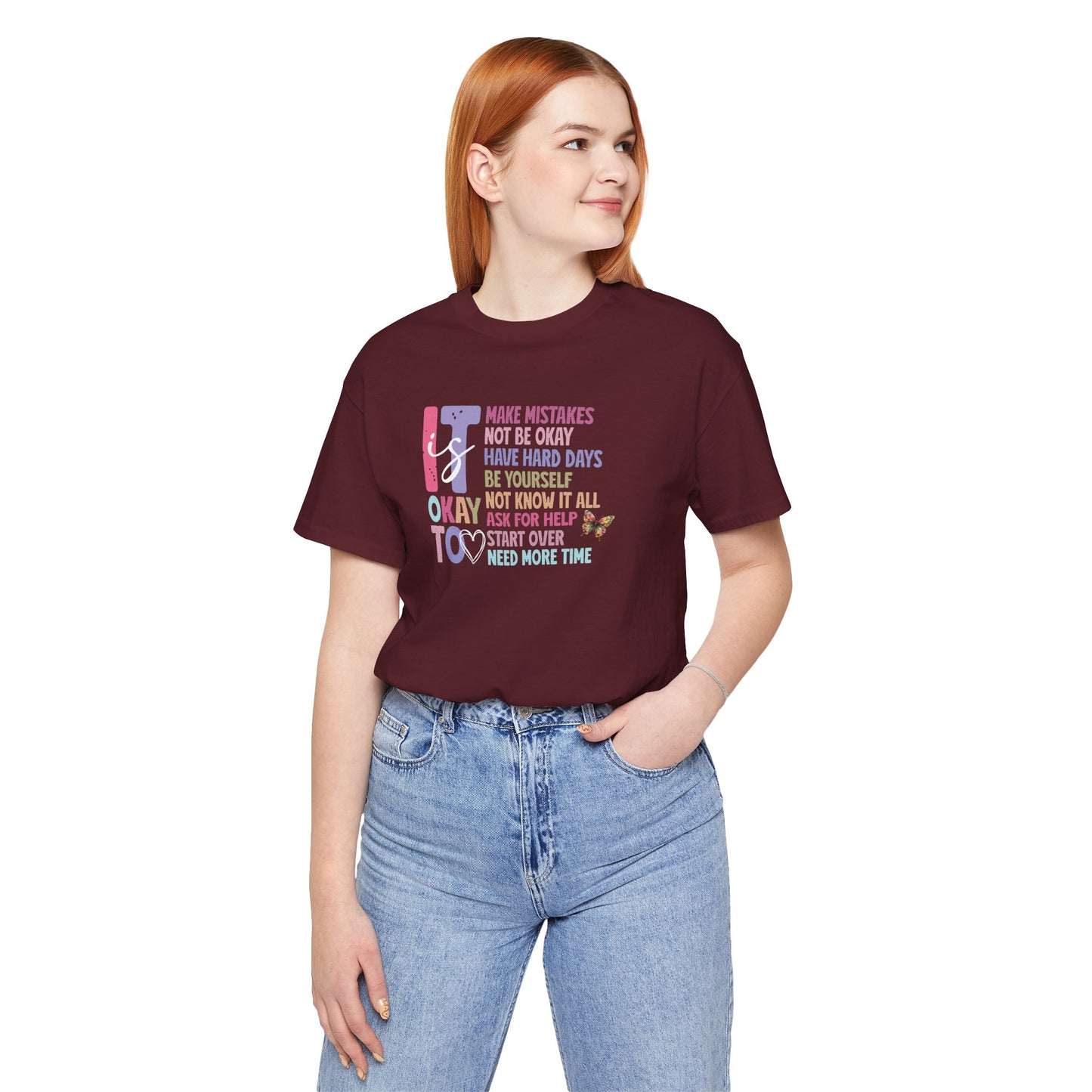 It’s Okay to Make Mistakes Jersey Short Sleeve Tee Motivational & Mental Health Awareness Shirt