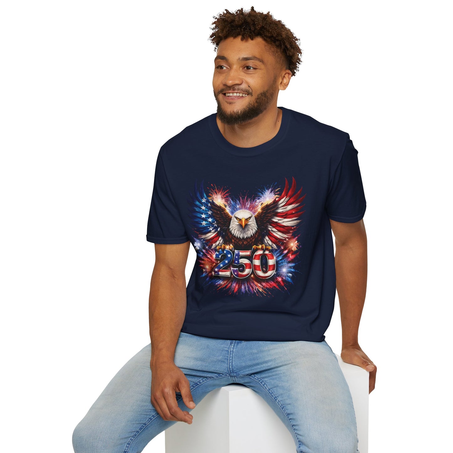250 Eagle Patriotic T-Shirt – American Flag Bald Eagle Graphic Tee | Fourth of July Americana Shirt