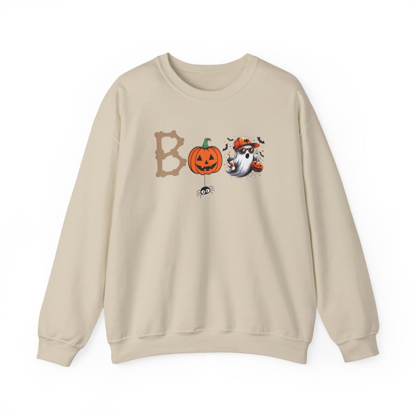 BOO Halloween Sweatshirt – Cute Ghost & Pumpkin Unisex Crewneck for Spooky Season