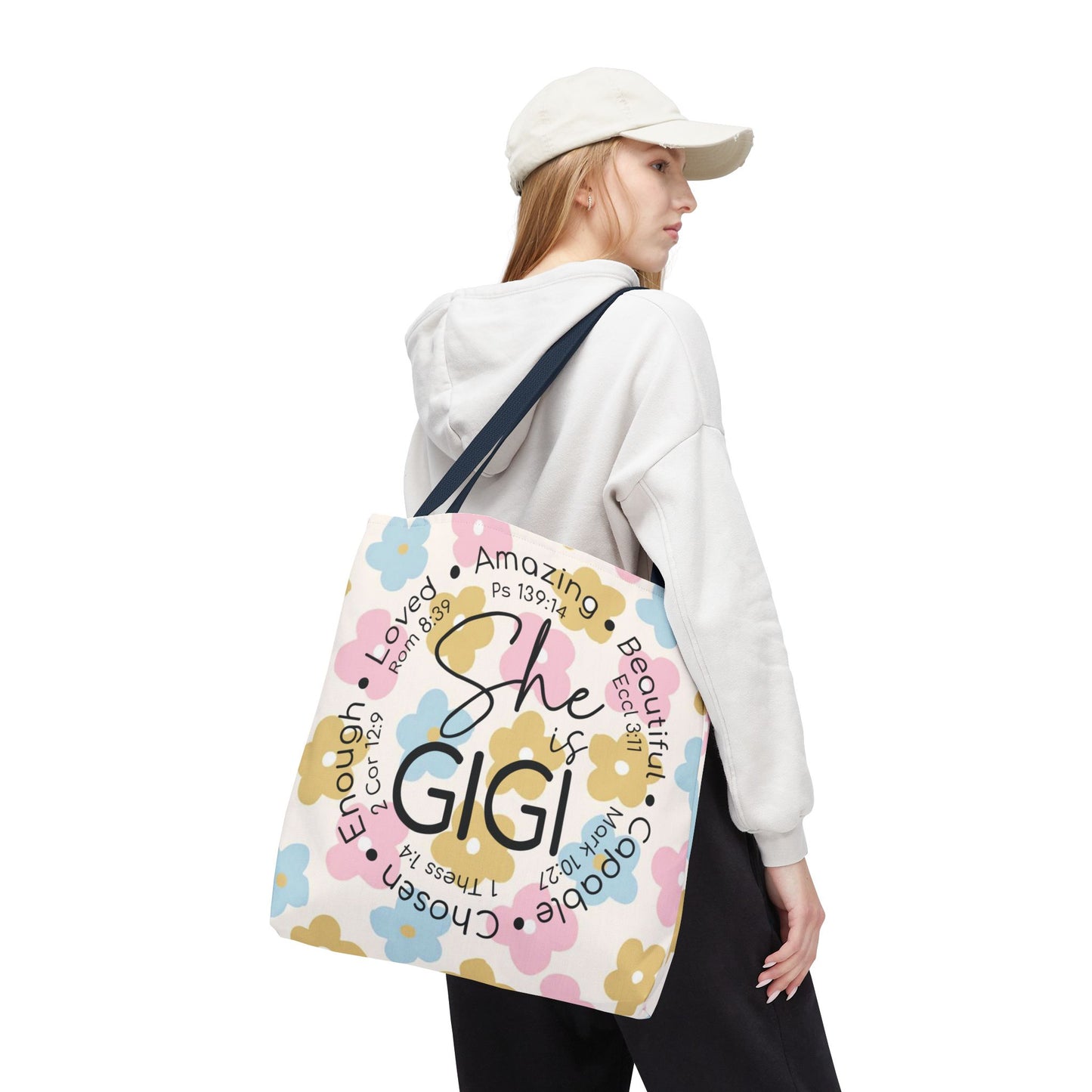 Inspirational Flower Tote Bag - "She is Gigi"