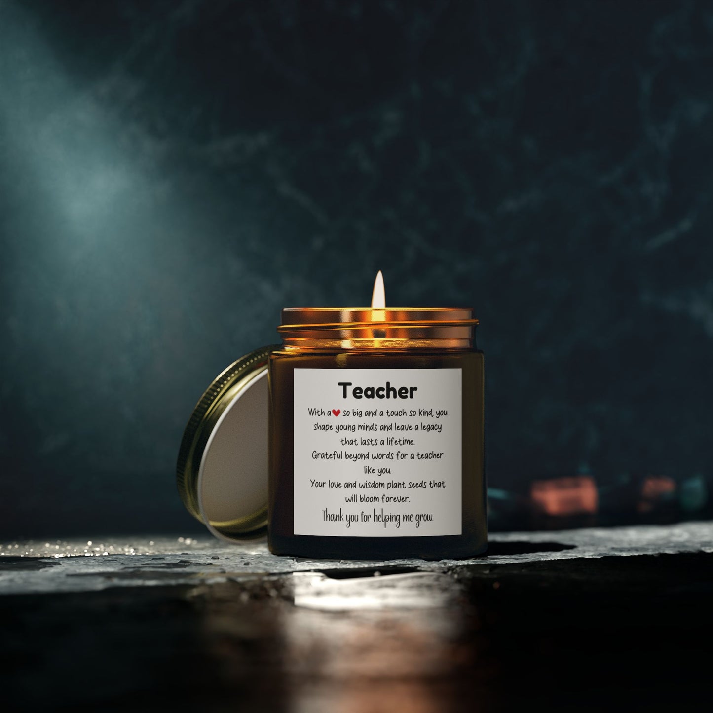 Teacher Appreciation Scented Candle - Coconut Apricot Wax (4oz, 9oz)